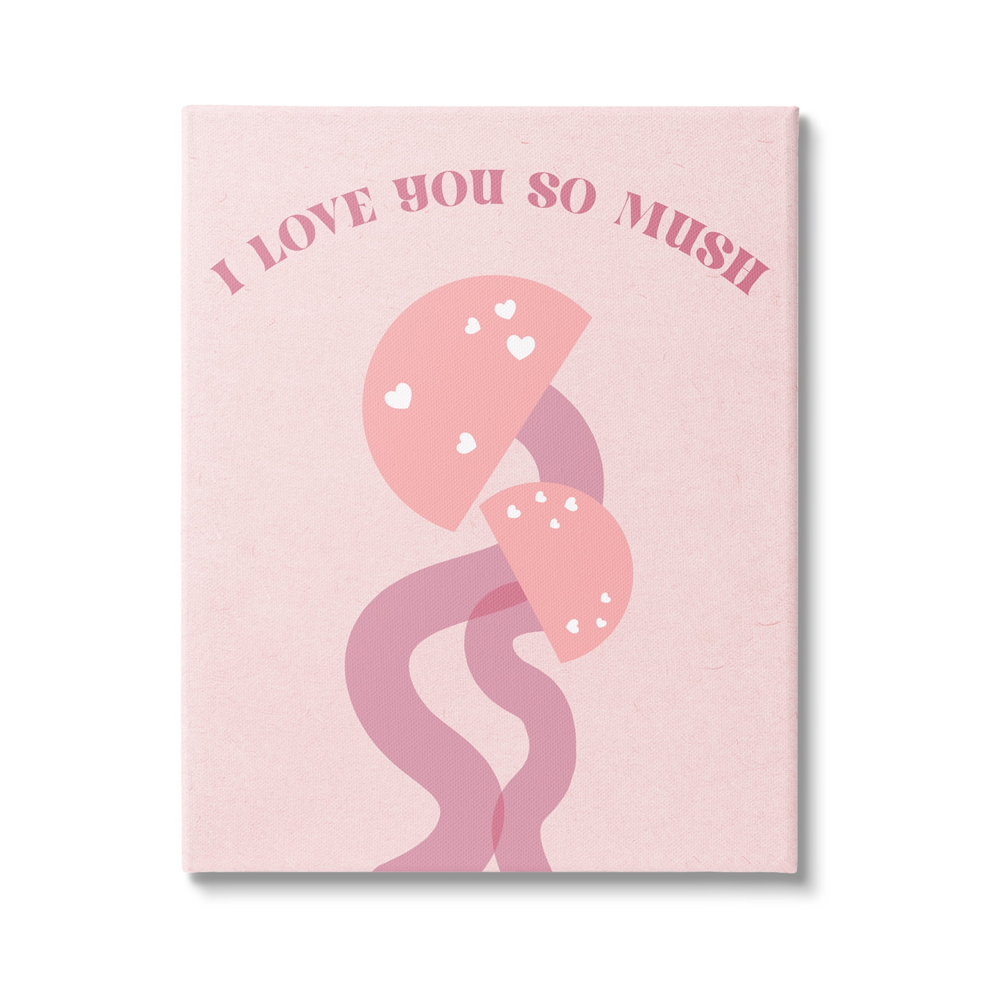 Stupell Industries Love You Pink Mushrooms Botanical & Floral Painting Gallery Wrapped Canvas Art Print Wall Art, 16 x 20