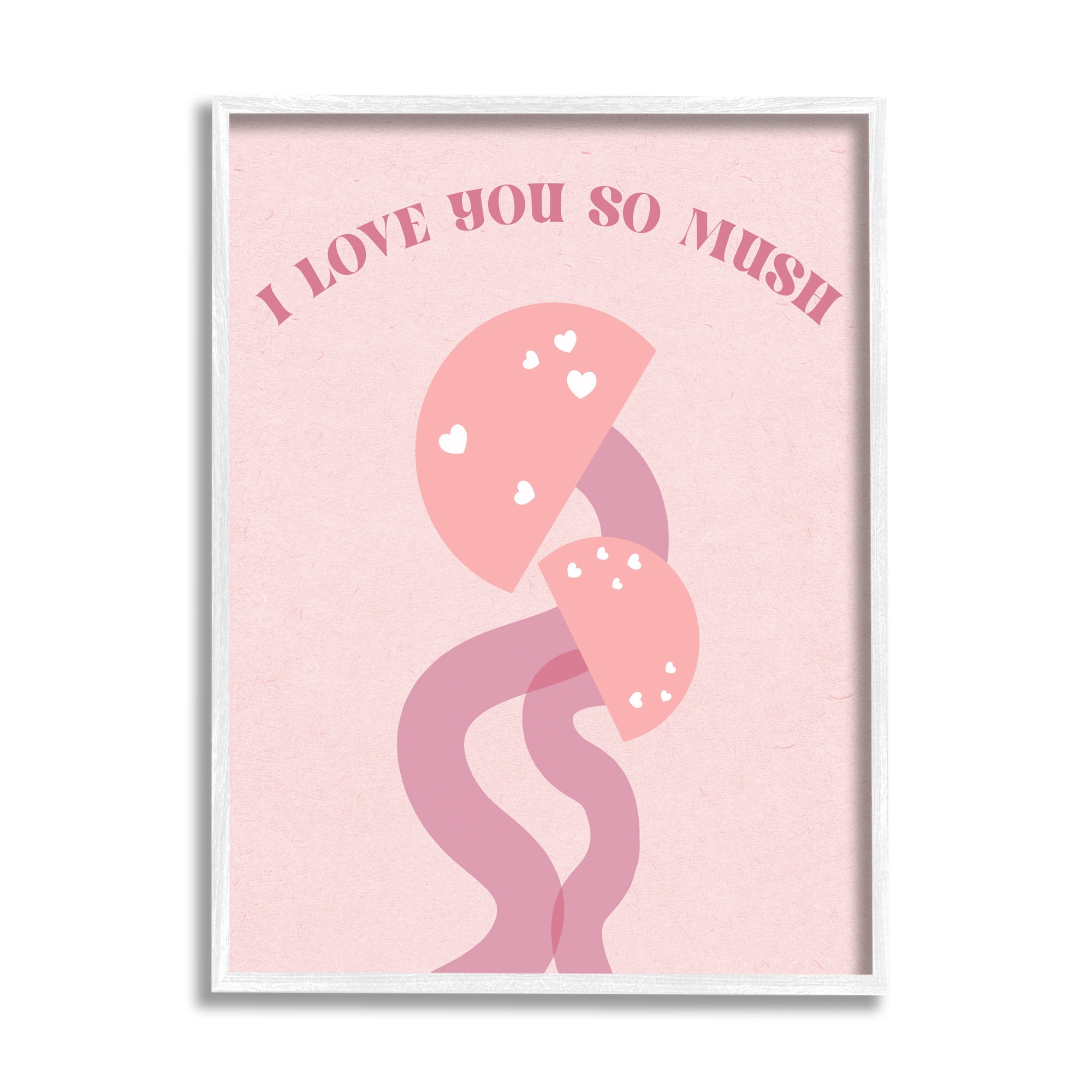 Stupell Industries Love You Pink Mushrooms Botanical & Floral Painting White Framed Art Print Wall Art, 16 x 20