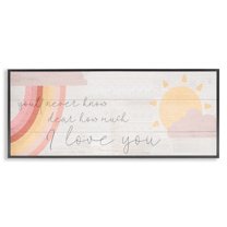 Stupell Industries Love You Pink Rainbow Phrase Typography Painting Black Framed Art Print Wall Art, 24 x 10