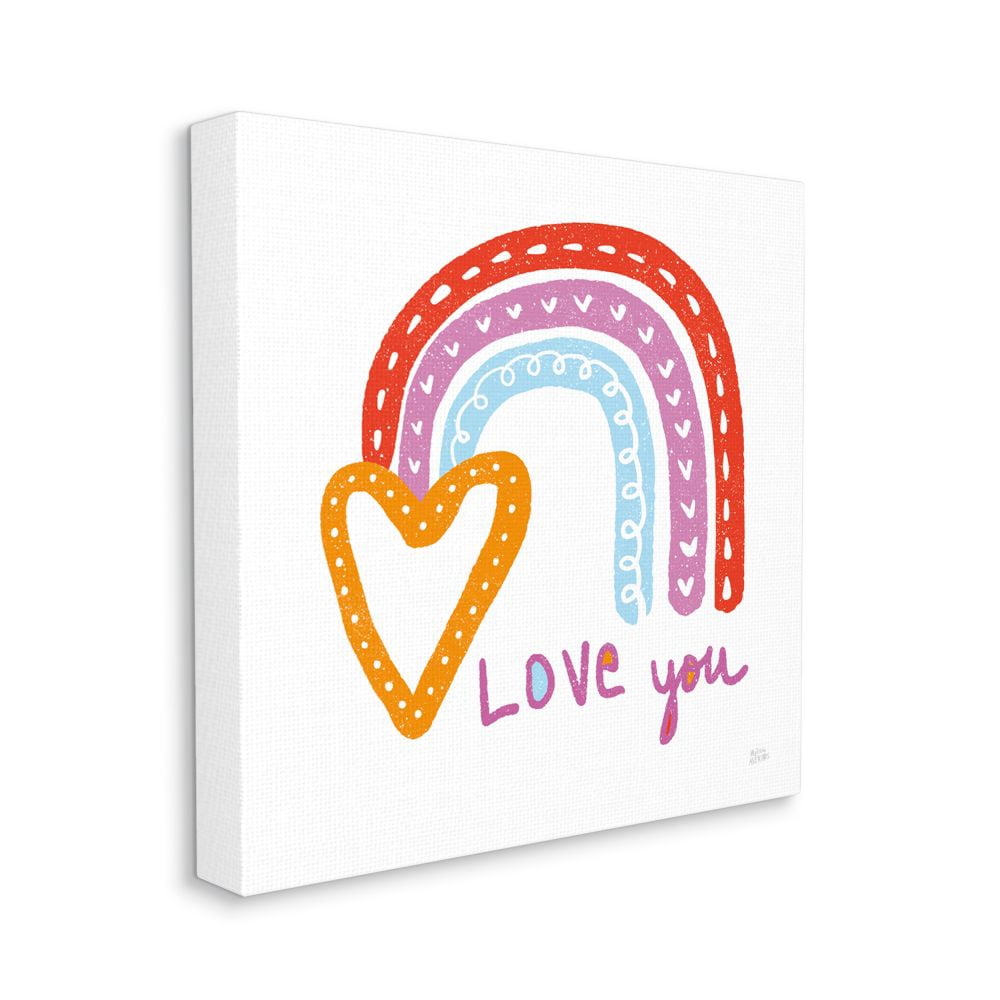 Stupell Industries Love You Rainbow Hearts Children's Blue Word Design Canvas Wall Art Design by Melissa Averinos, 24" x 24"