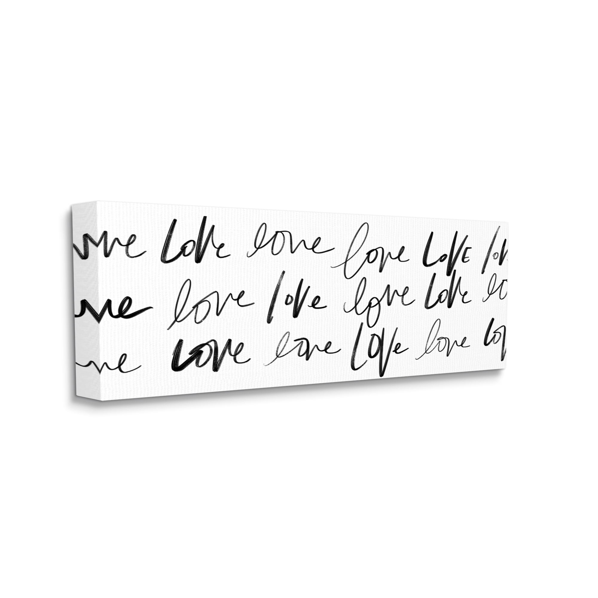 Stupell Industries Love You Repeated Text Minimal Black White Script Canvas Wall Art by SD Graphics Studio