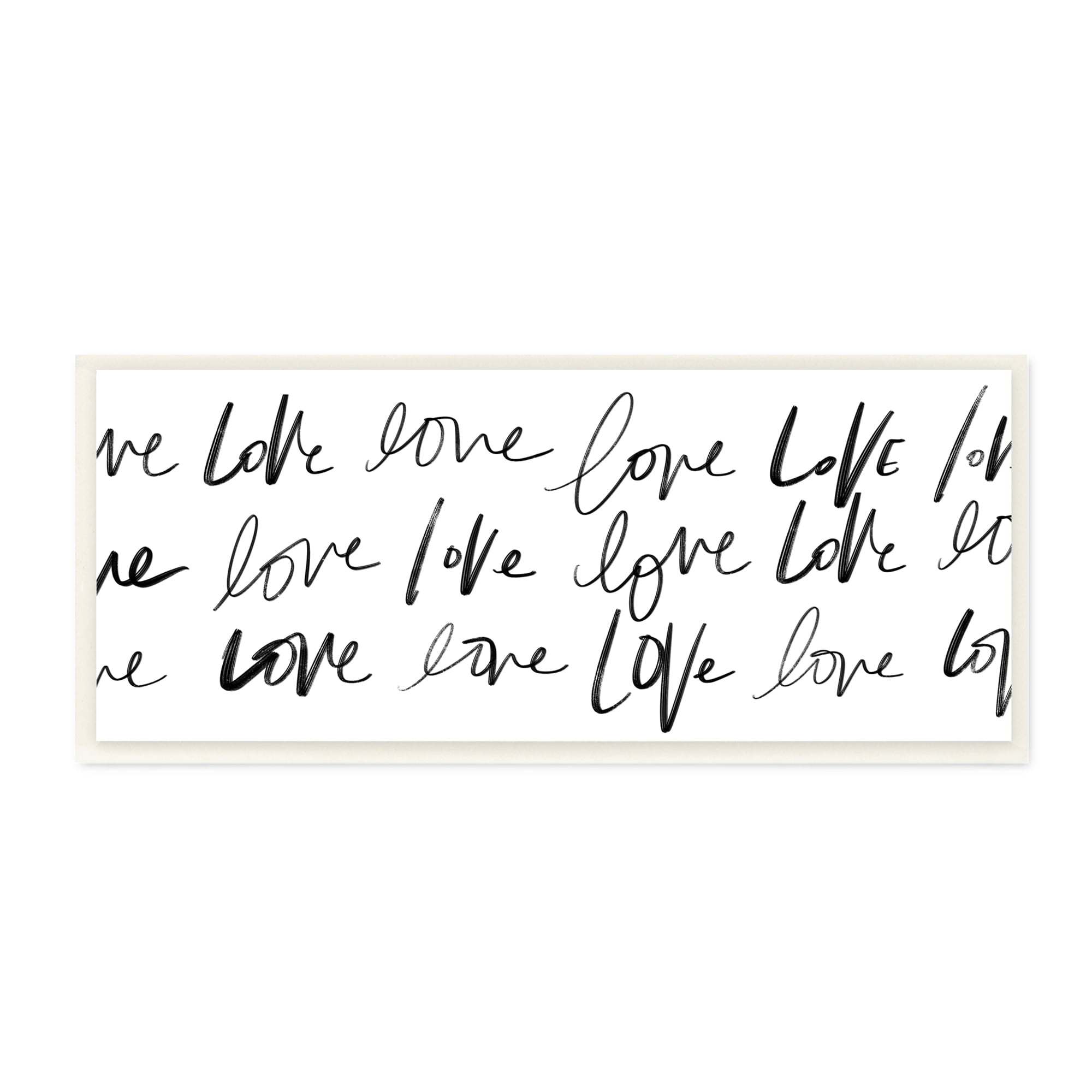 Stupell Industries Love You Repeated Text Minimal Black White Script Wall Plaque by SD Graphics Studio