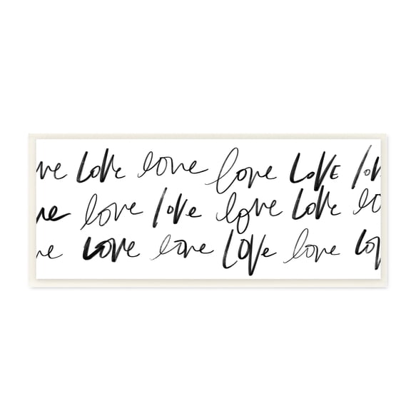 Stupell Industries Love You Repeated Text Minimal Black White Script Wall Plaque by SD Graphics Studio