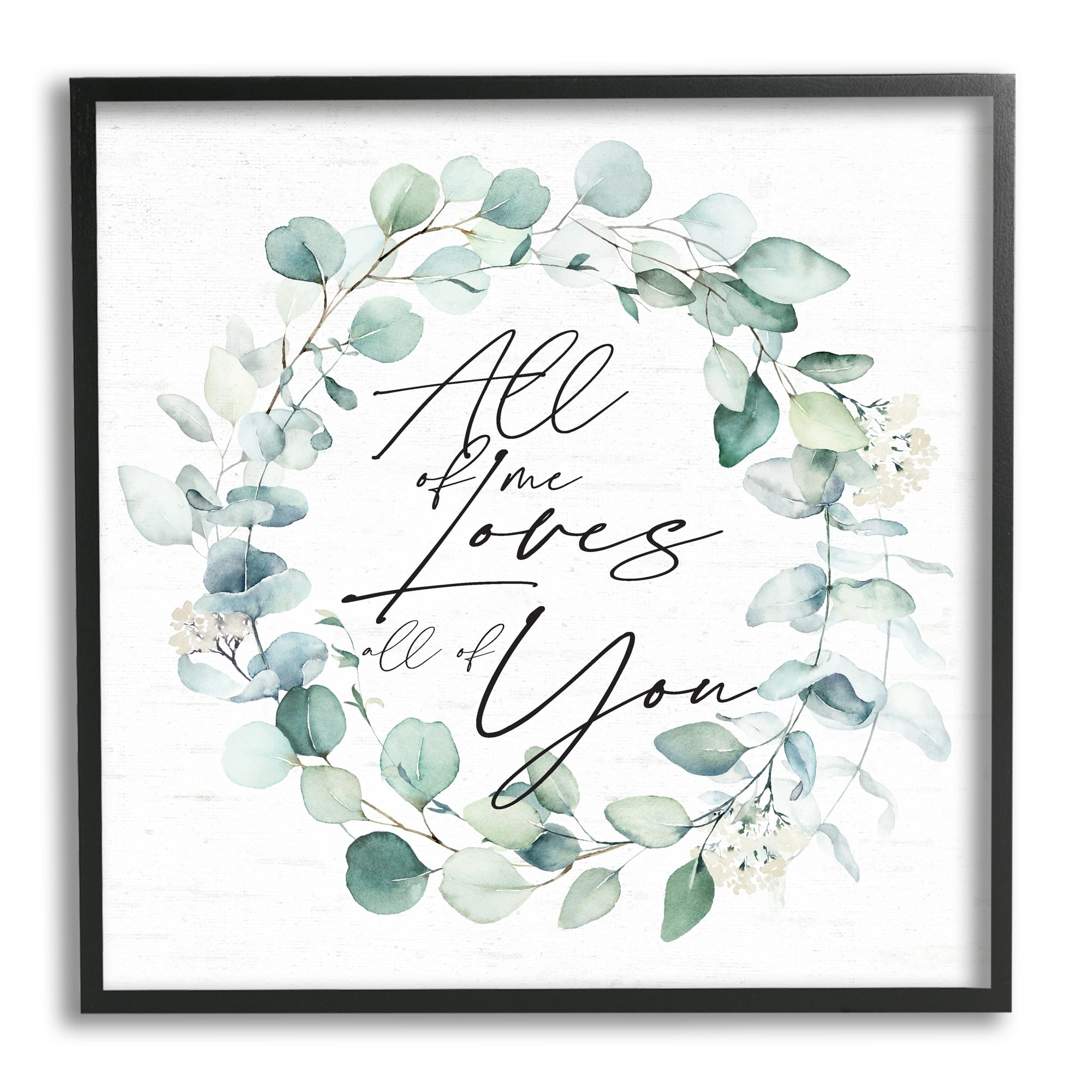 Stupell Industries Love You Romantic Couple Botanical Plant Wreath Graphic Art Black Framed Art Print Wall Art, Design by Lettered and Lined