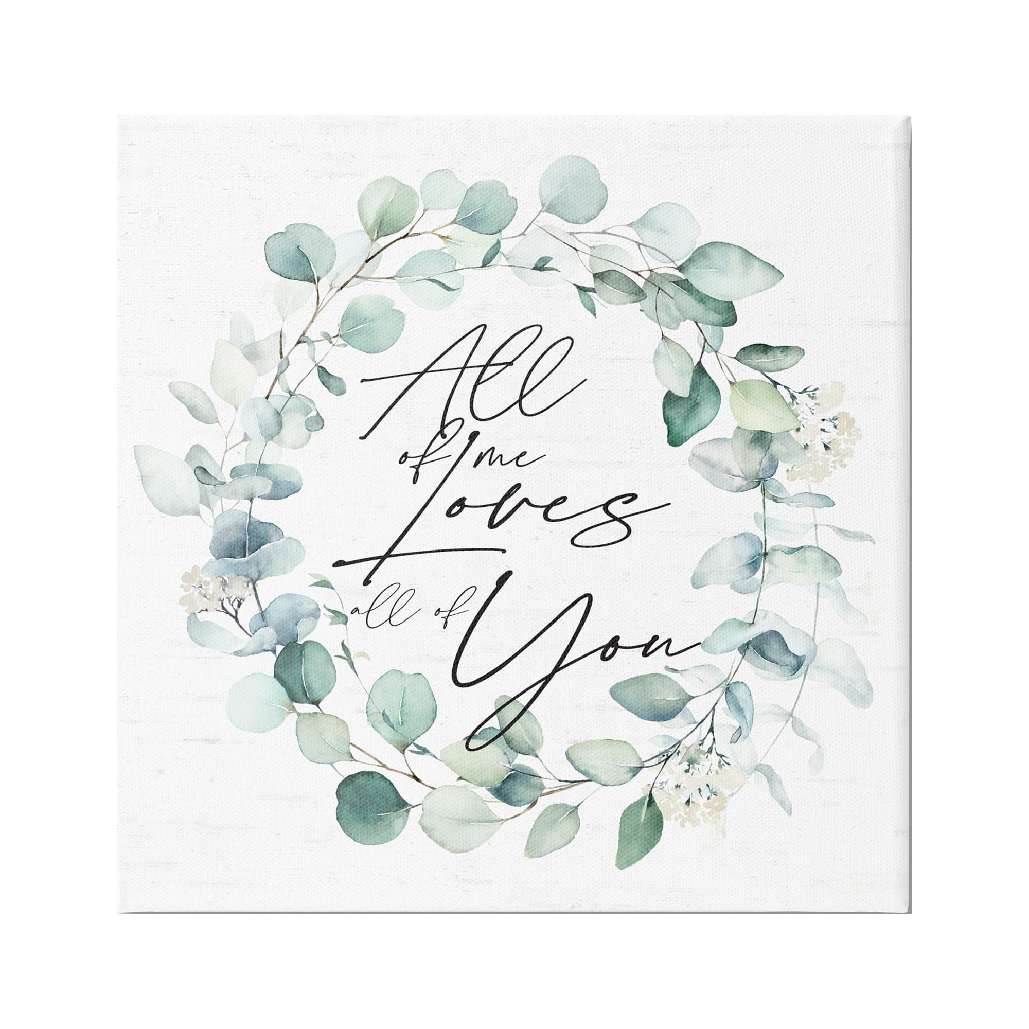 Stupell Industries Love You Romantic Couple Botanical Plant Wreath Graphic Art Gallery Wrapped Canvas Print Wall Art, Design by Lettered and Lined