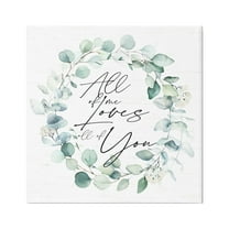 Stupell Industries Love You Romantic Couple Botanical Plant Wreath Graphic Art Gallery Wrapped Canvas Print Wall Art, Design by Lettered and Lined