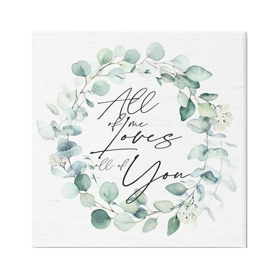 Stupell Industries Love You Romantic Couple Botanical Plant Wreath Graphic Art Gallery Wrapped Canvas Print Wall Art, Design by Lettered and Lined