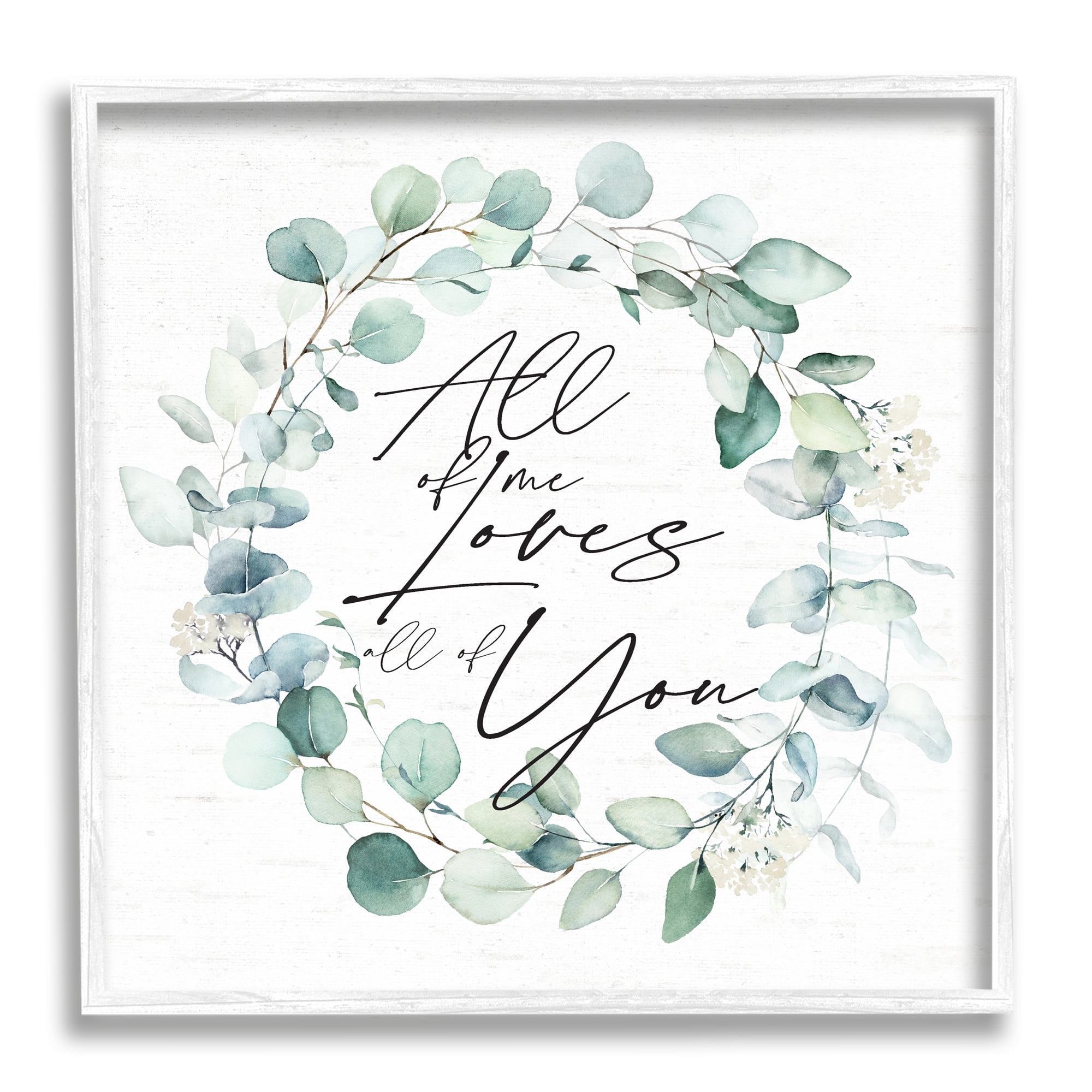 Stupell Industries Love You Romantic Couple Botanical Plant Wreath Graphic Art White Framed Art Print Wall Art, Design by Lettered and Lined