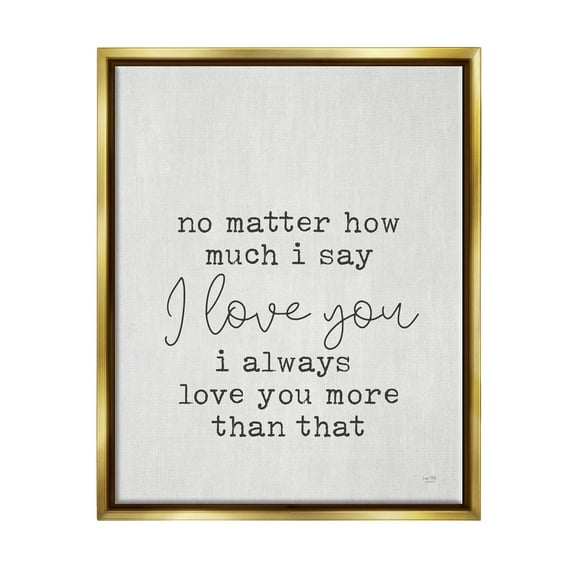 Stupell Industries Love You Romantic Phrase Inspirational Painting Gold Floater Framed Art Print Wall Art, 25 x 31