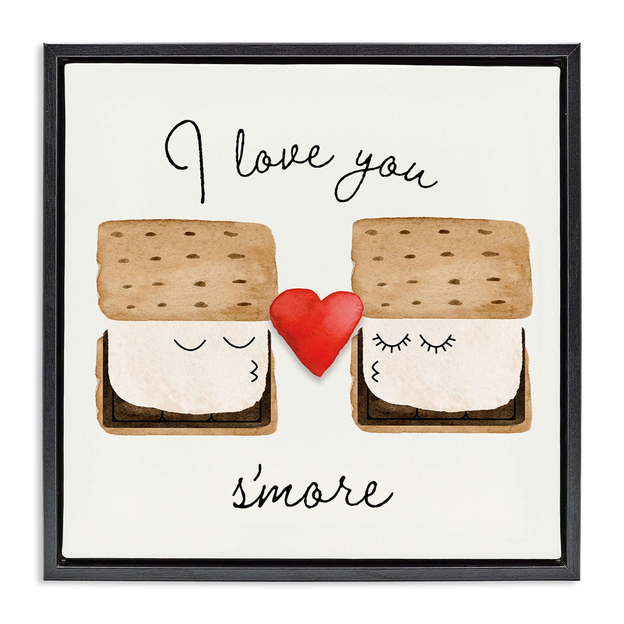 Stupell Industries Love You S'more Food & Beverage Painting Black Floater Framed Canvas Art Print Wall Art, 18 x 18