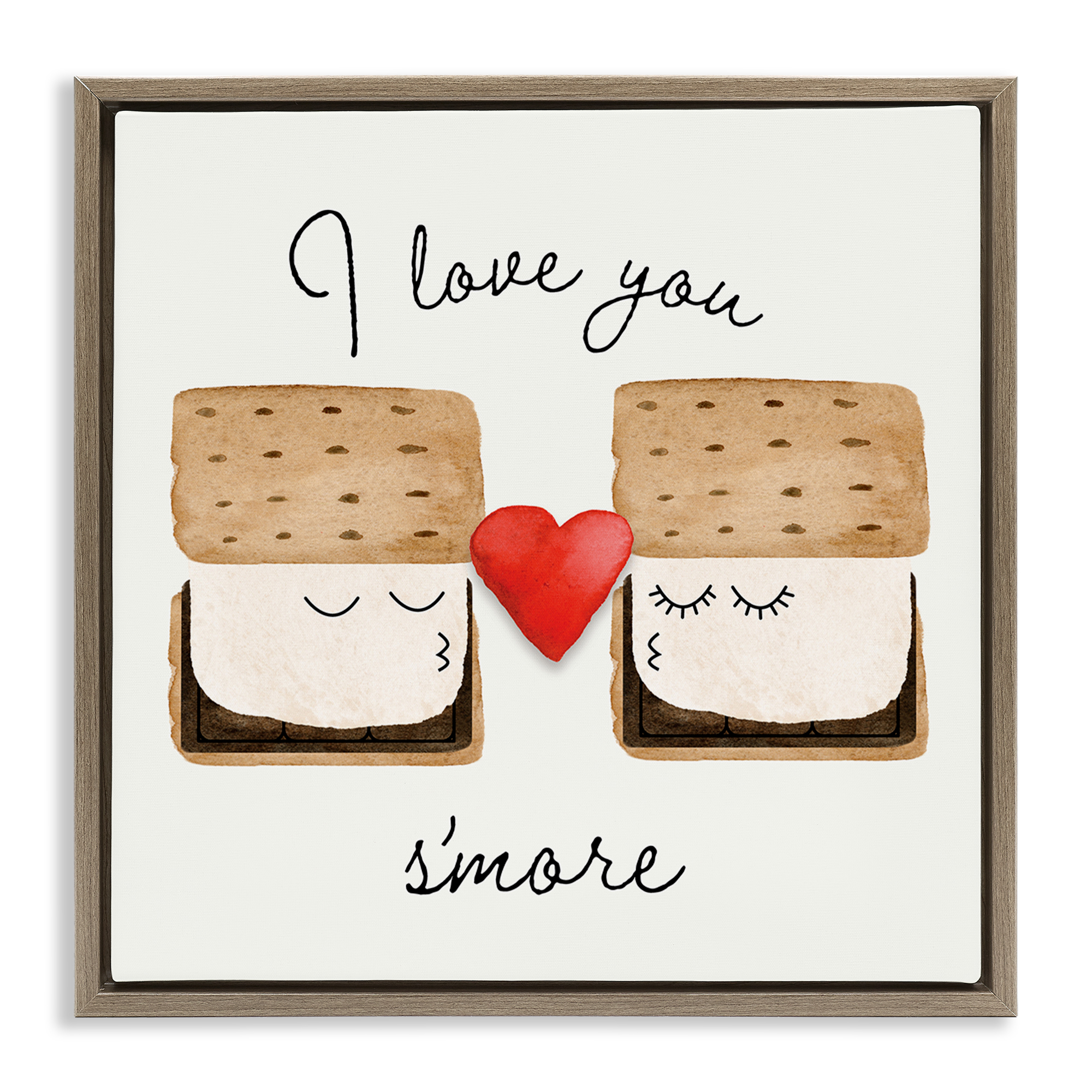 Stupell Industries Love You S'more Food & Beverage Painting Brown Floater Framed Canvas Art Print Wall Art, 18 x 18