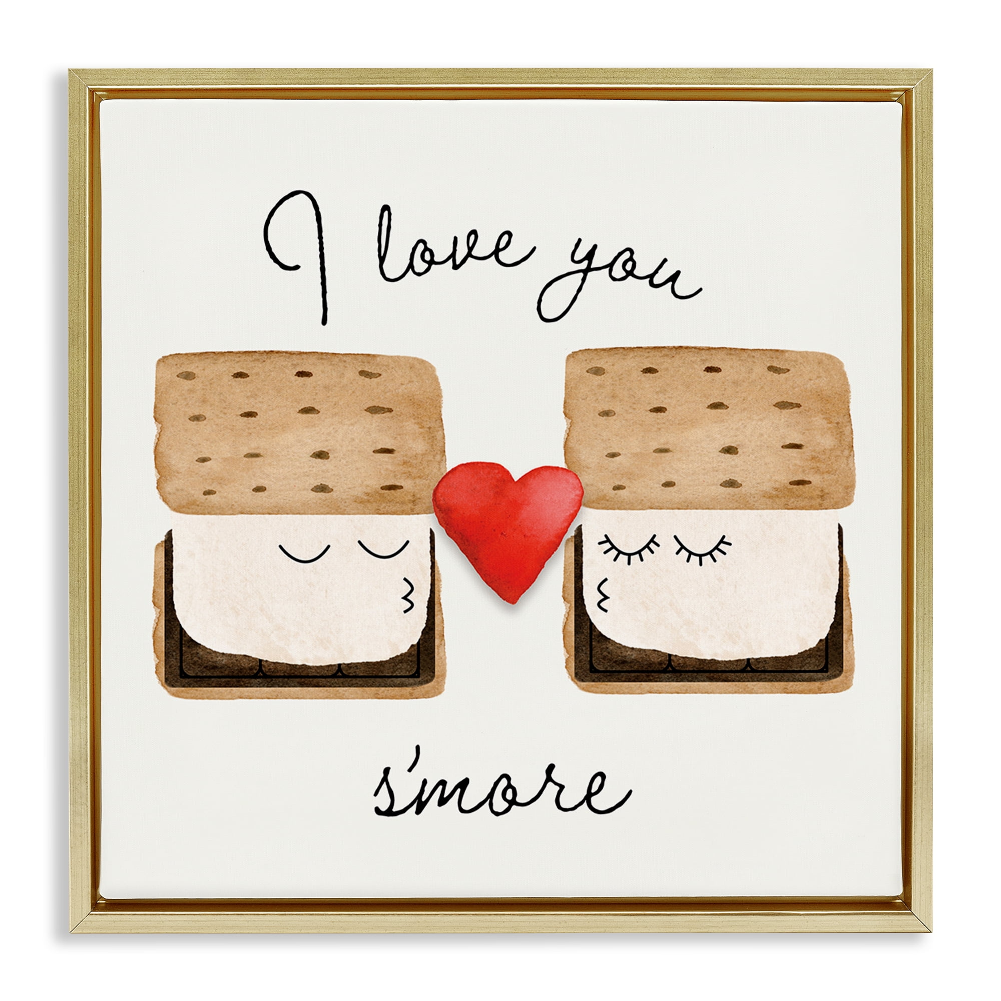 Stupell Industries Love You S'more Food & Beverage Painting Gold Floater Framed Canvas Art Print Wall Art, 25 x 25