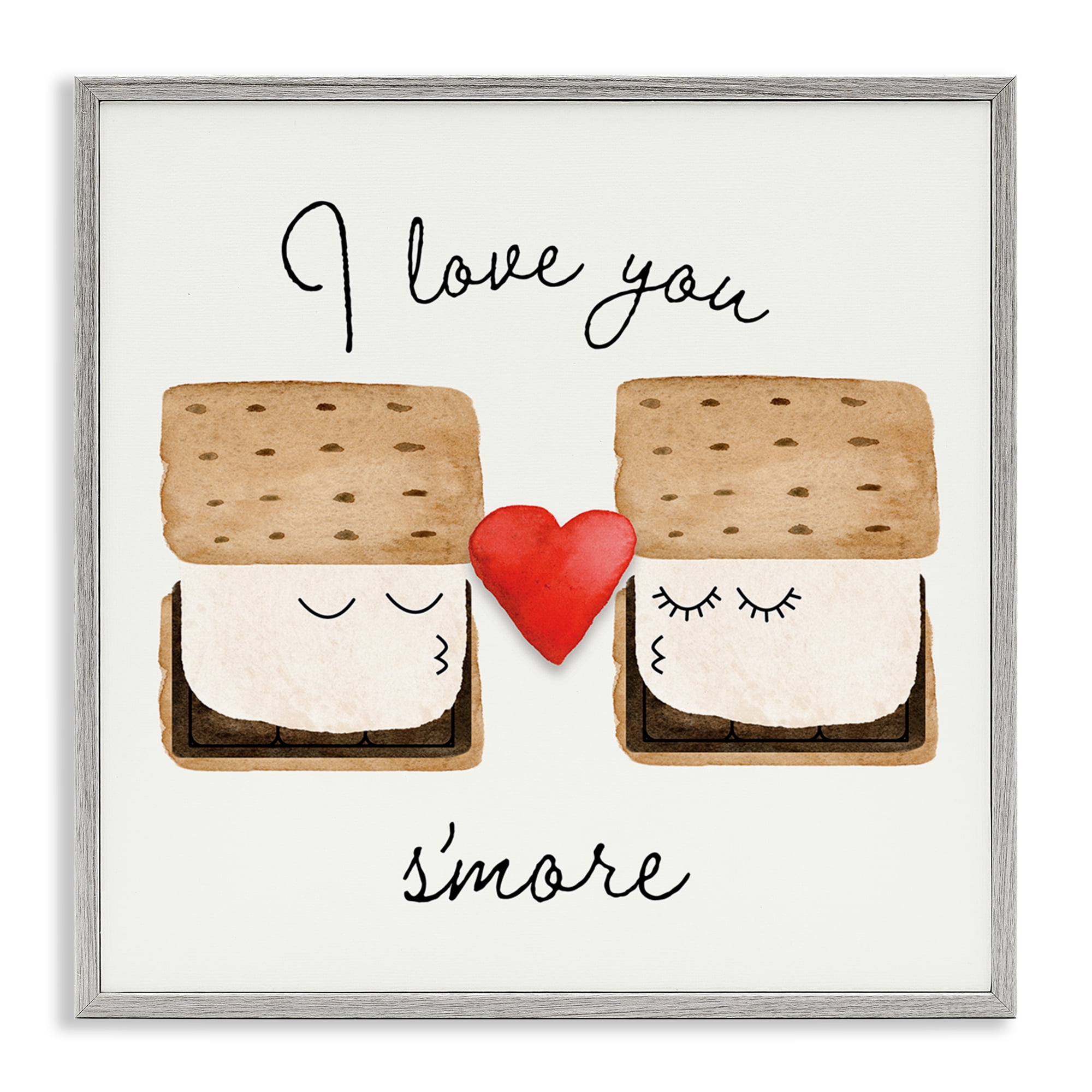Stupell Industries Love You S'more Food & Beverage Painting Gray Framed Art Print Wall Art, 12 x 12
