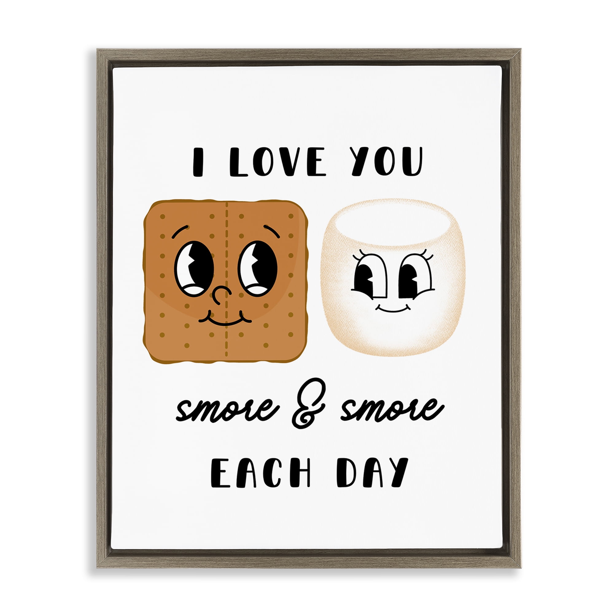 Stupell Industries Love You Smore Each Day Food & Beverage Painting Brown Floater Framed Art Print Wall Art, 25 x 31