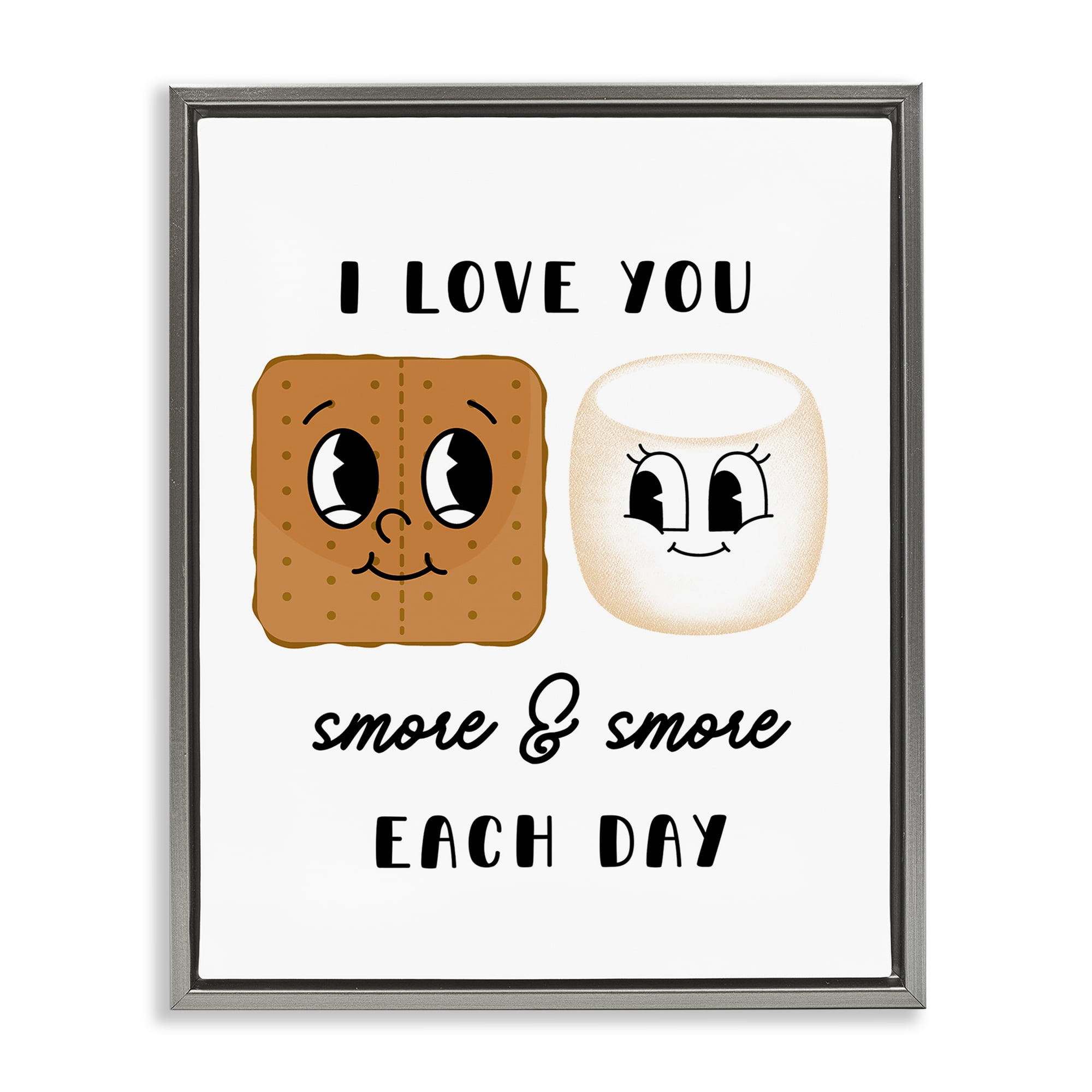 Stupell Industries Love You Smore Each Day Food & Beverage Painting Gray Floater Framed Art Print Wall Art, 17 x 21