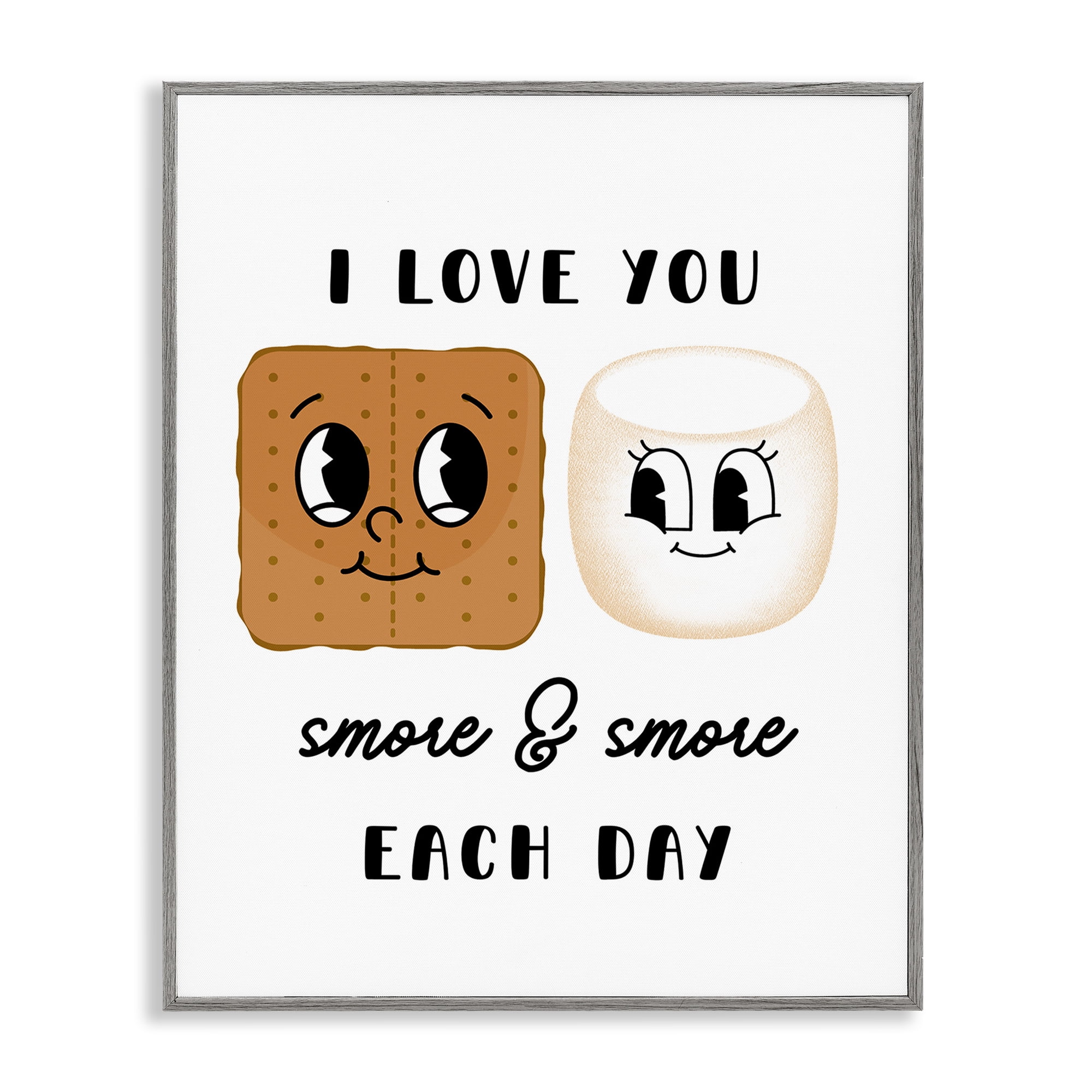 Stupell Industries Love You Smore Each Day Food & Beverage Painting Gray Framed Art Print Wall Art, 16 x 20