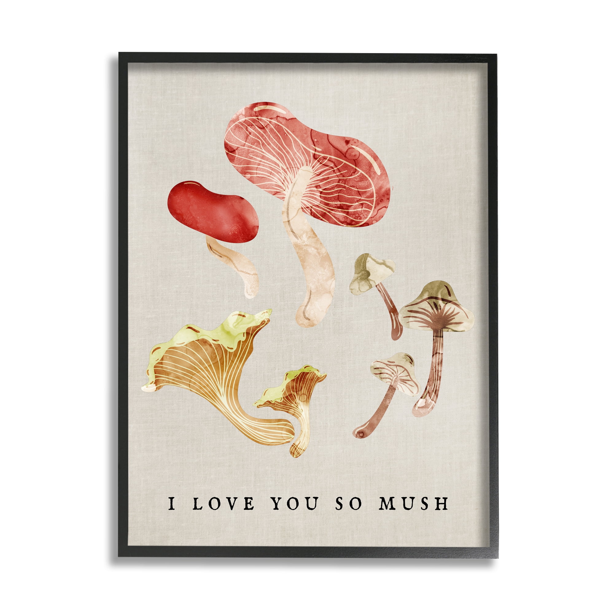 Stupell Industries Love You So Mush Pun Botanical & Floral Painting Black Framed Art Print Wall Art, 11 x 14