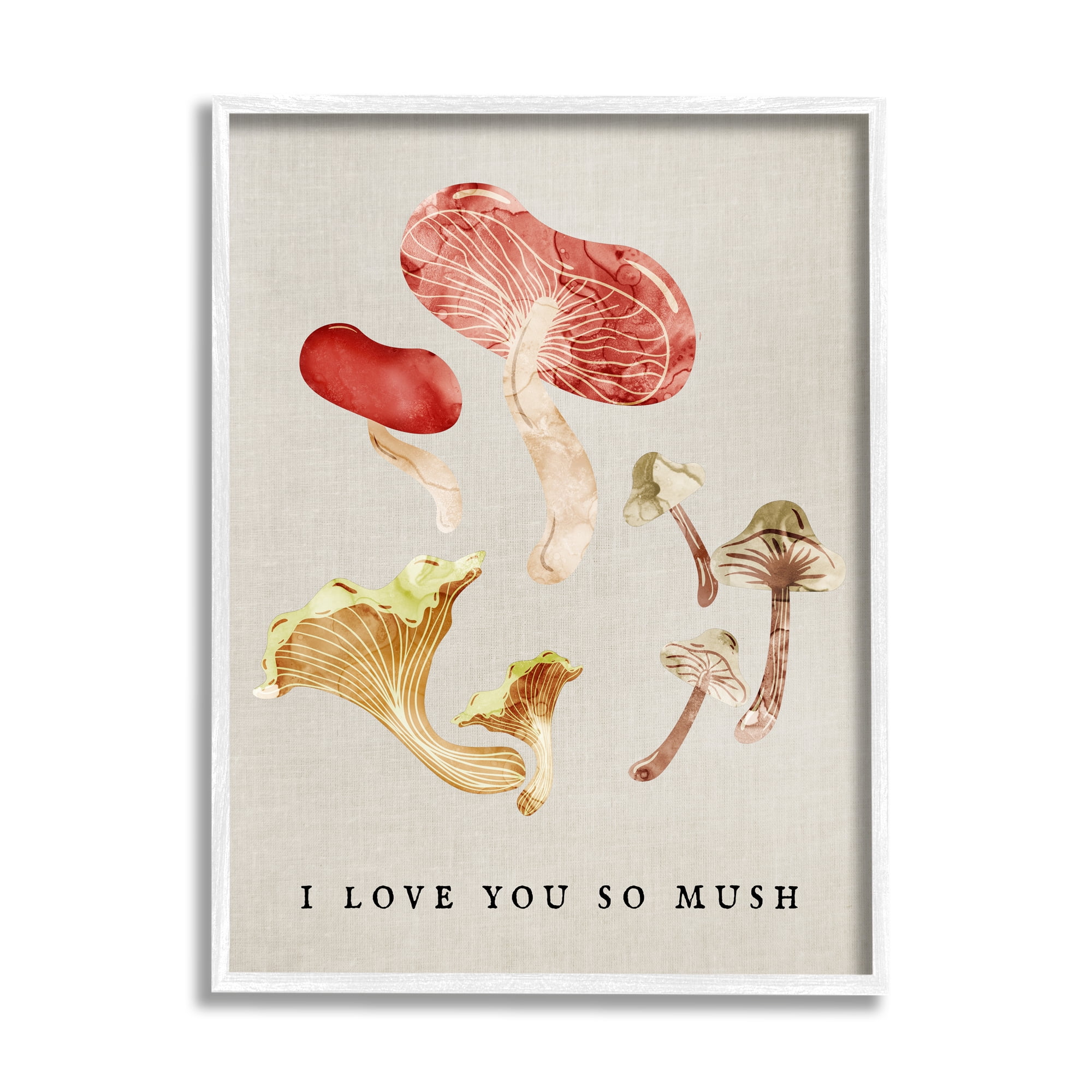 Stupell Industries Love You So Mush Pun Botanical & Floral Painting White Framed Art Print Wall Art, 16 x 20