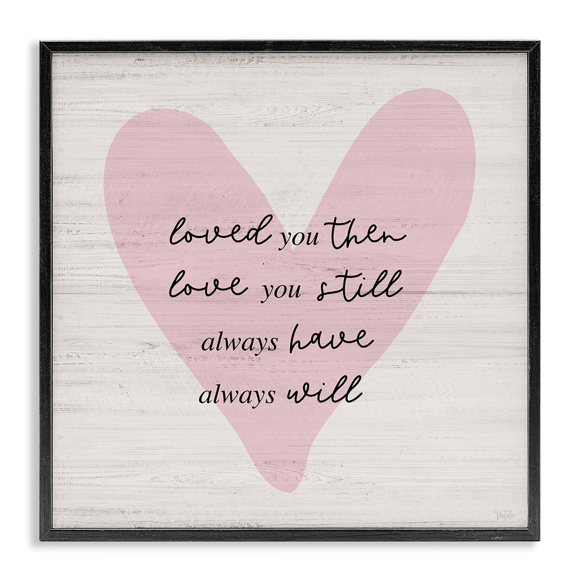 Stupell Industries Love You Still Heart Text & Numbers Painting Black Framed Art Print Wall Art, 17 x 17