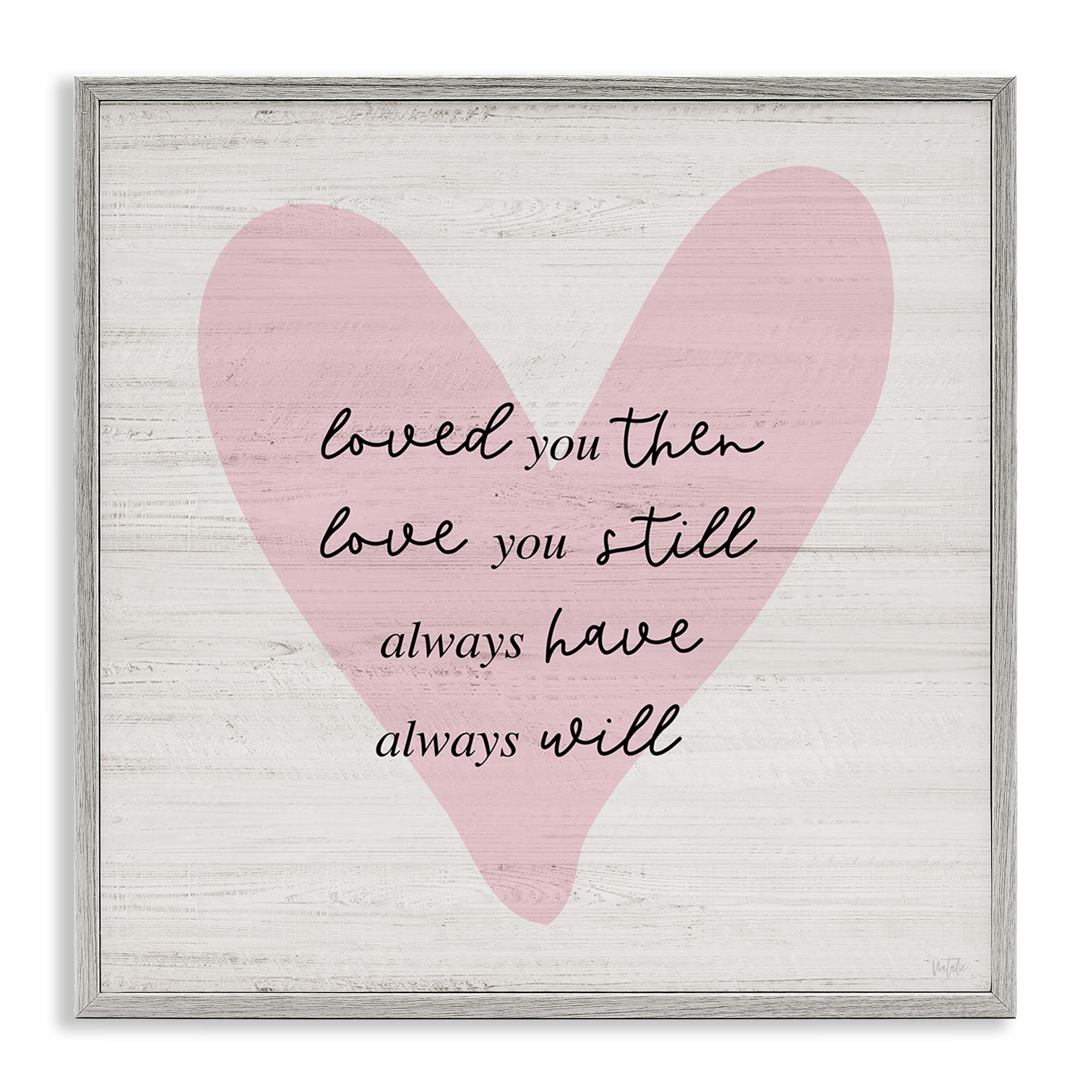 Stupell Industries Love You Still Heart Text & Numbers Painting Gray Framed Art Print Wall Art, 17 x 17