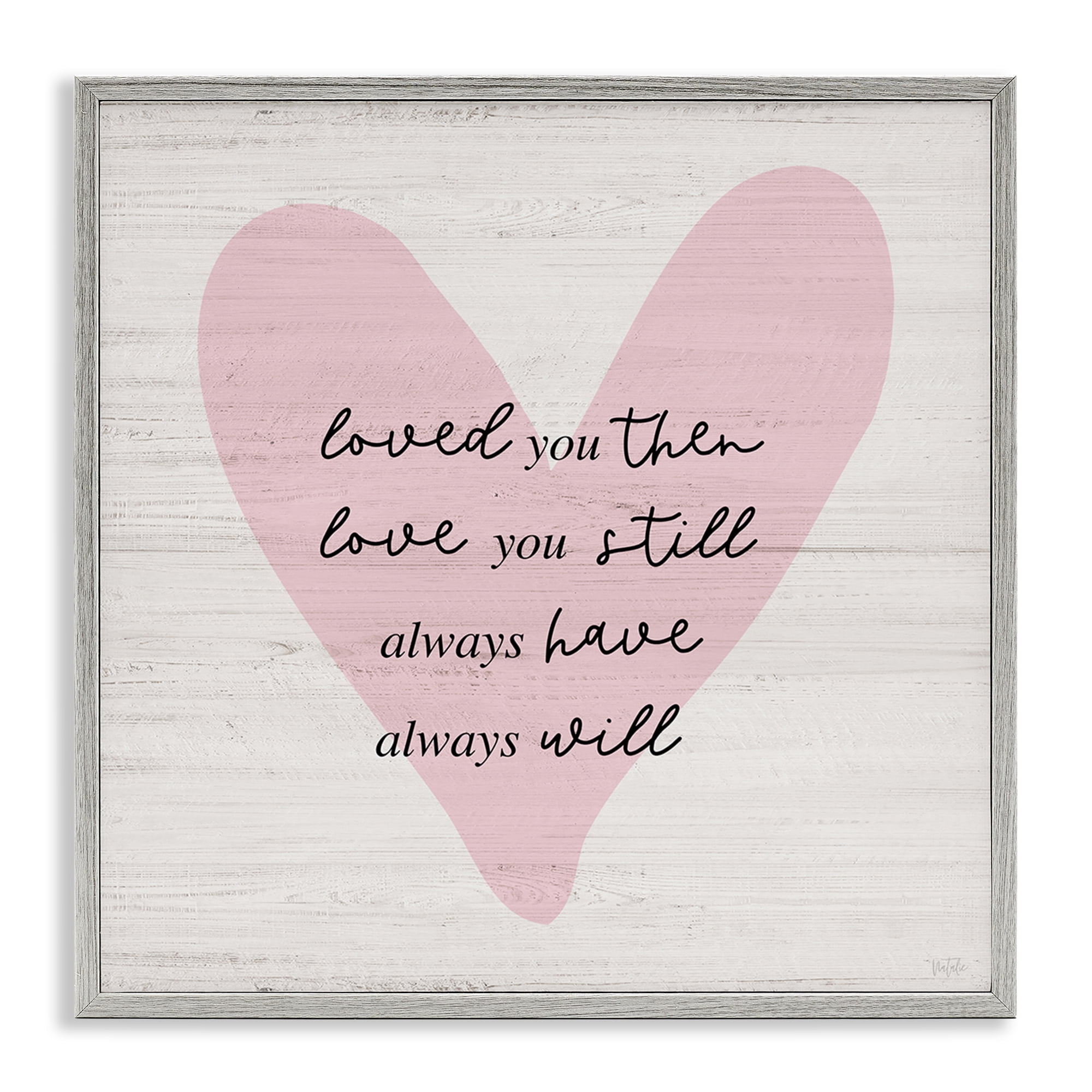 Stupell Industries Love You Still Heart Text & Numbers Painting Gray Framed Art Print Wall Art, 24 x 24
