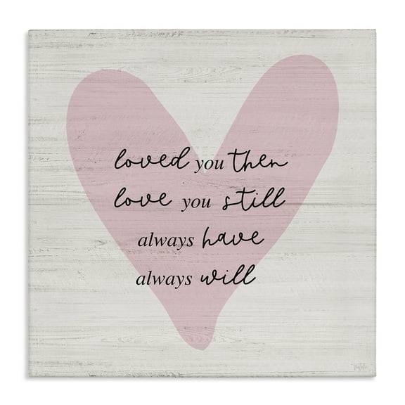 Stupell Industries Love You Still Heart Text & Numbers Painting Wrapped Canvas Art Print Wall Art, 17 x 17
