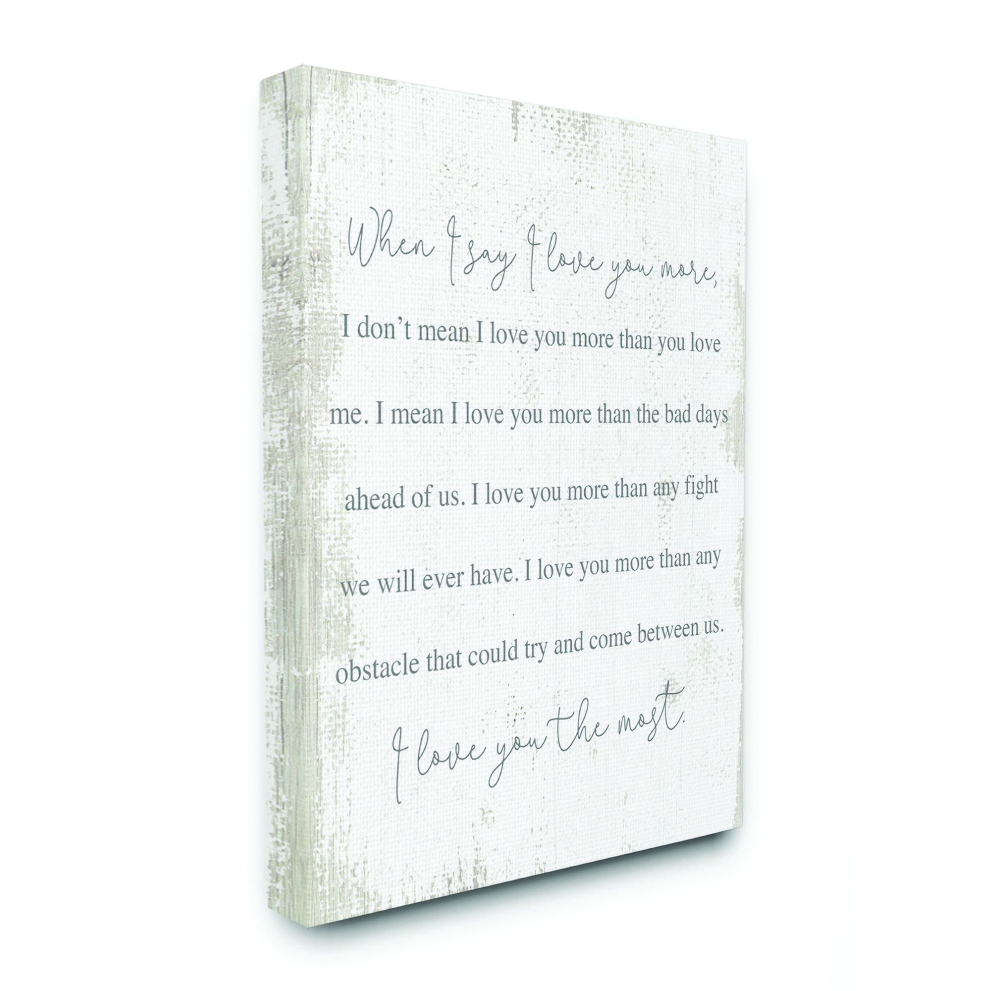 Stupell Industries Love You The Most Family Home Textured Word Design Canvas Wall Art by Daphne Polselli