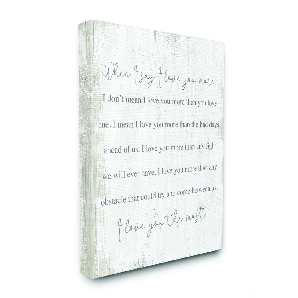 Stupell Industries Love You The Most Family Home Textured Word Design Canvas Wall Art by Daphne Polselli