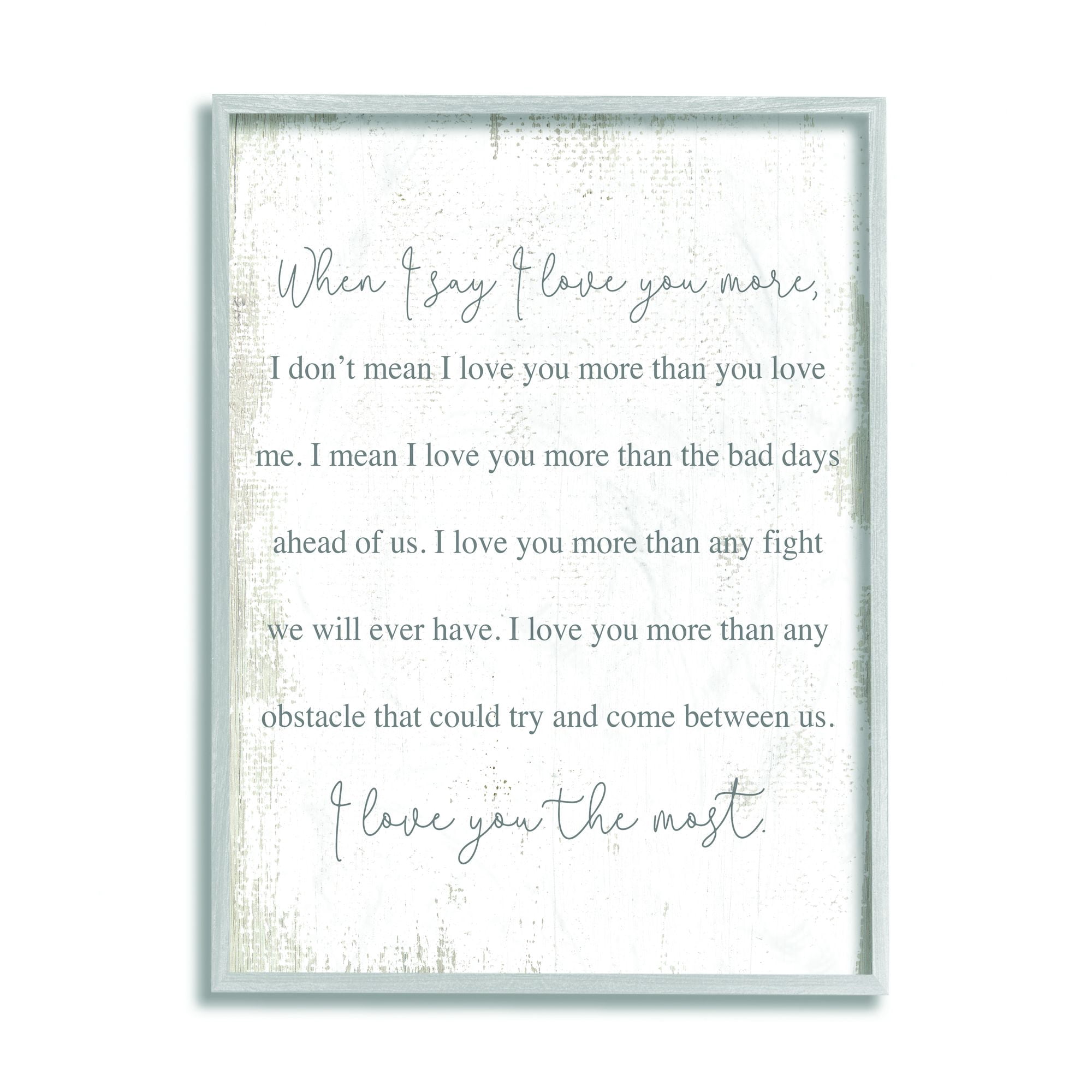 Stupell Industries Love You The Most Family Home Textured Word Design Framed Wall Art by Daphne Polselli
