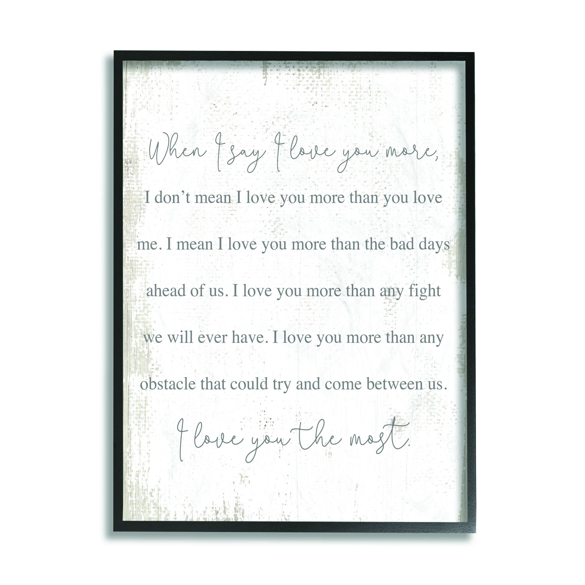 Stupell Industries Love You The Most Family Home Textured Word Design Framed Wall Art by Daphne Polselli