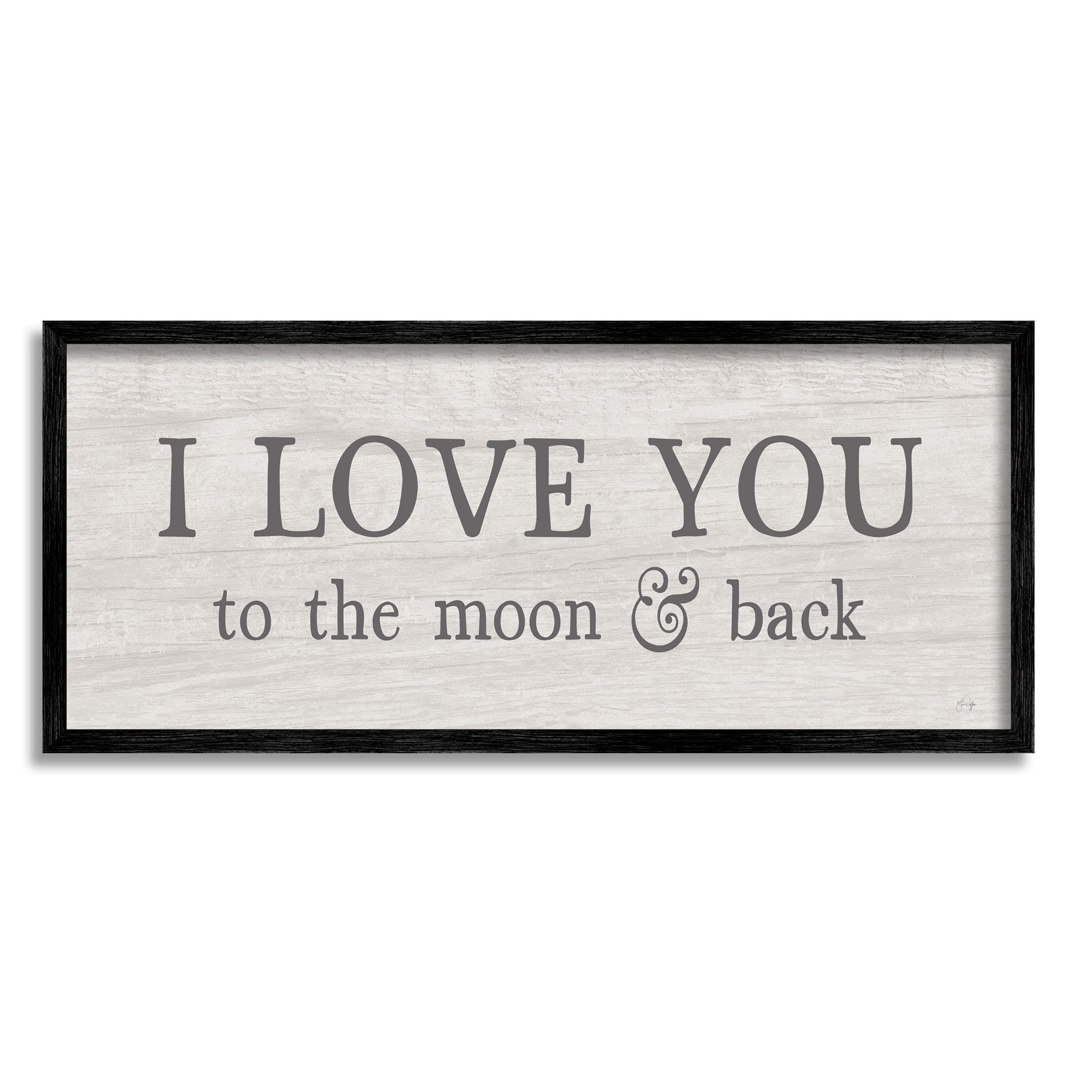 Stupell Industries Love You To Moon & Back Phrase Graphic Art Black Framed Art Print Wall Art, Design by Yass Naffas Designs