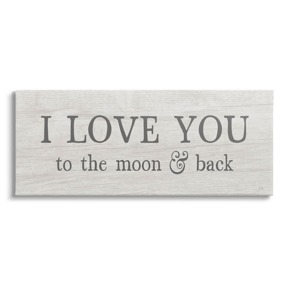 Stupell Industries Love You To Moon & Back Phrase Graphic Art Gallery Wrapped Canvas Print Wall Art, Design by Yass Naffas Designs