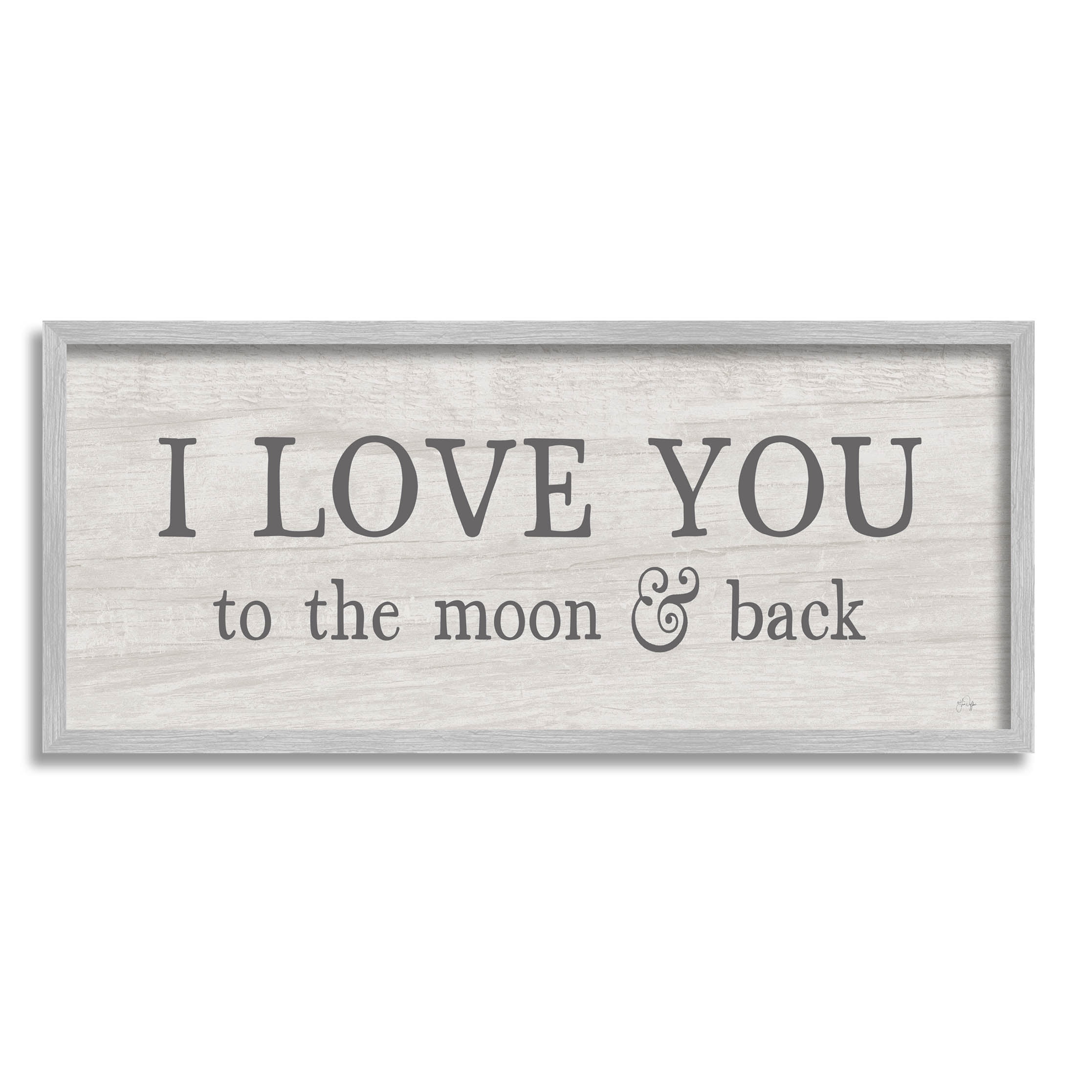 Stupell Industries Love You To Moon & Back Phrase Graphic Art Gray Framed Art Print Wall Art, Design by Yass Naffas Designs