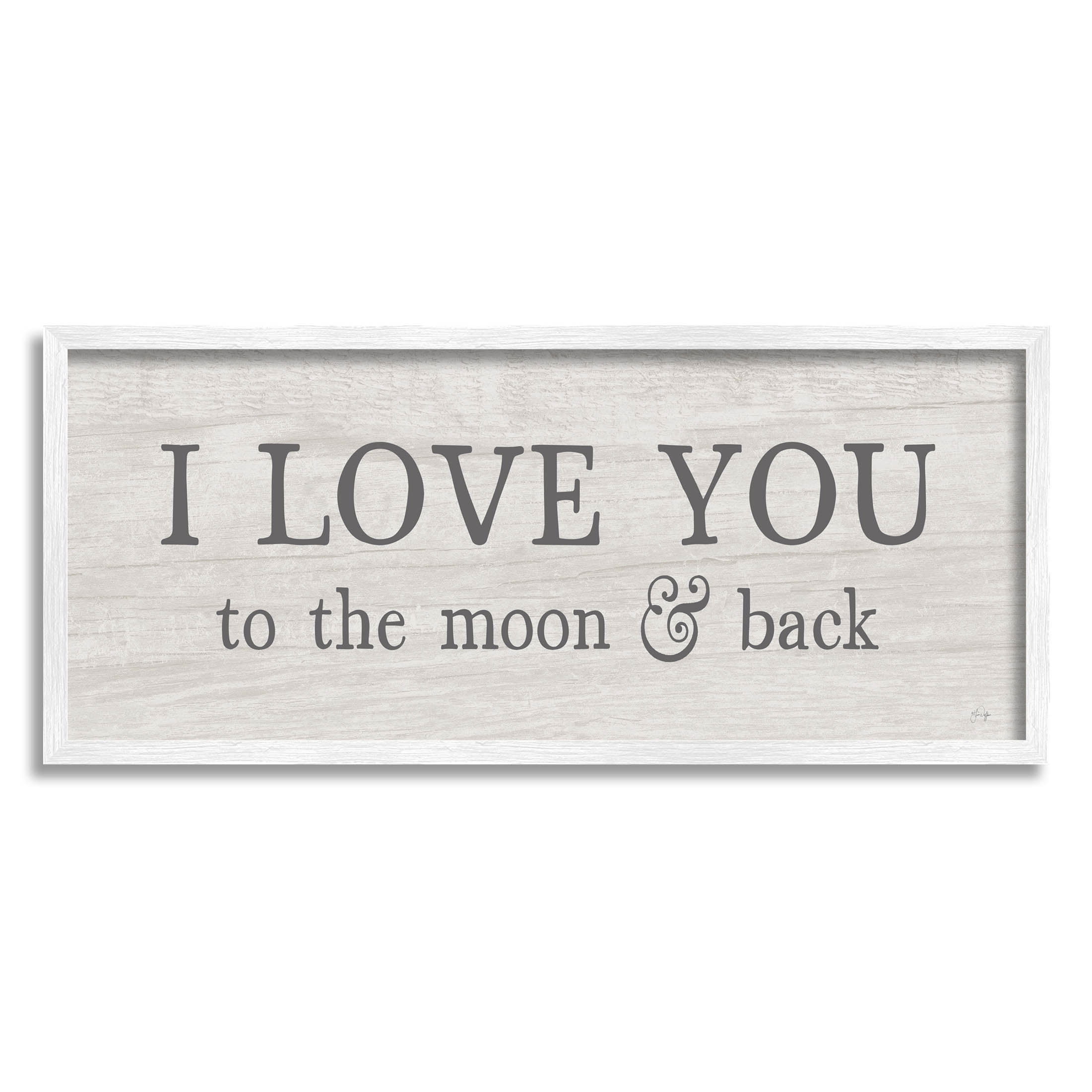 Stupell Industries Love You To Moon & Back Phrase Graphic Art White Framed Art Print Wall Art, Design by Yass Naffas Designs