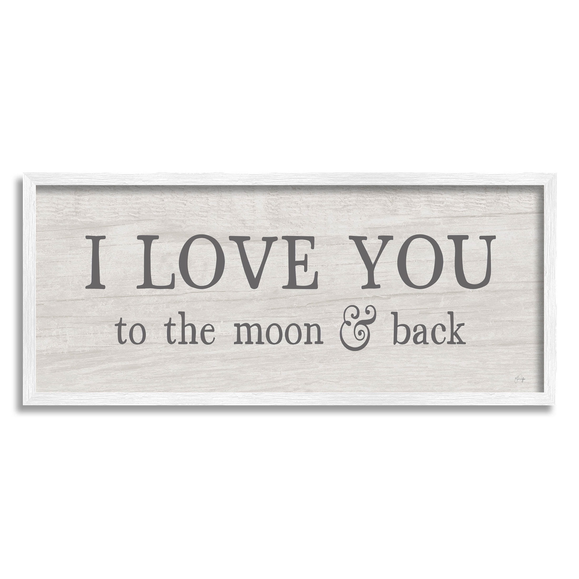 Stupell Industries Love You To Moon & Back Phrase Graphic Art White Framed Art Print Wall Art, Design by Yass Naffas Designs