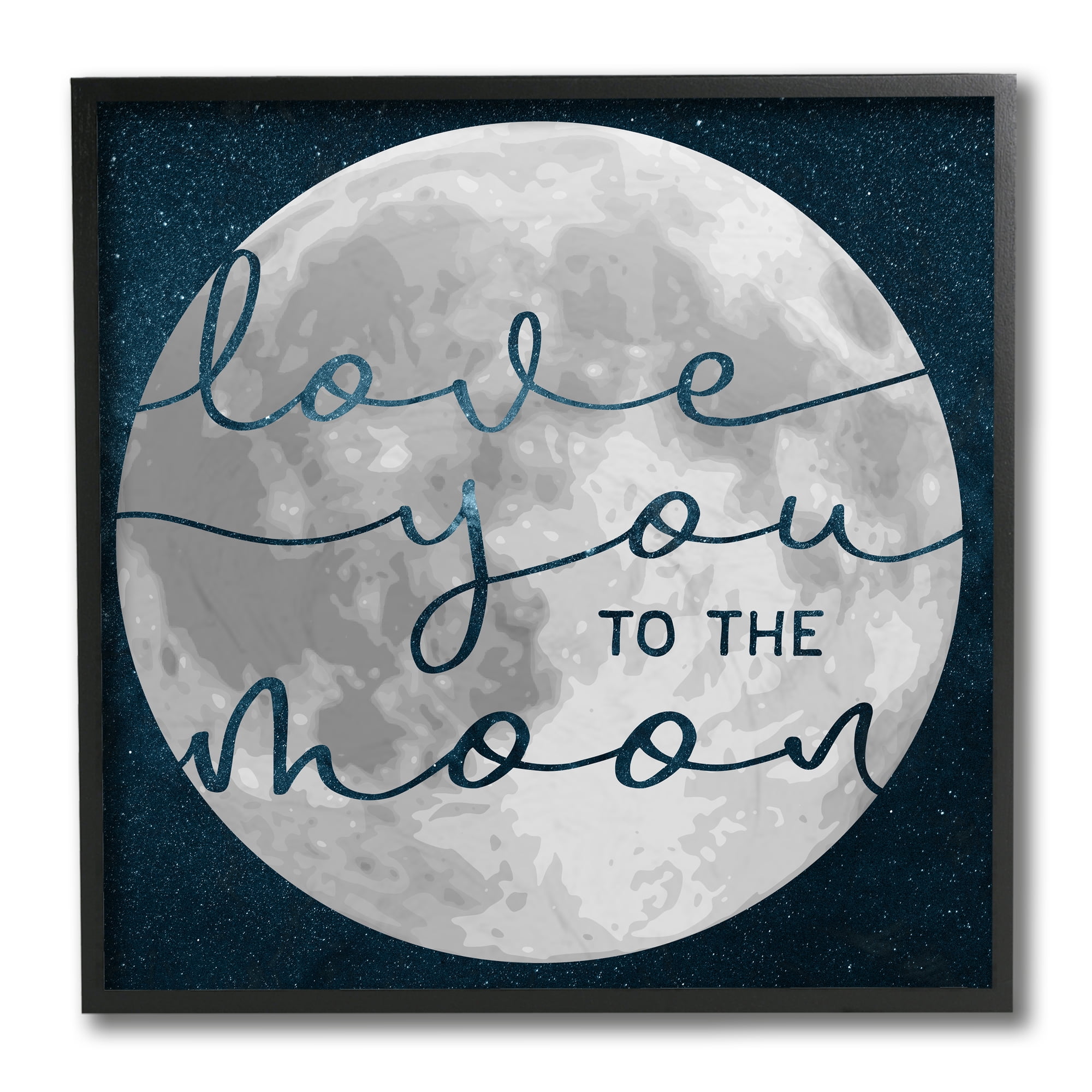 Stupell Industries Love You To Moon Lunar Night Sky Constellations Black Framed, 12 x 12, Design by Daphne Polselli