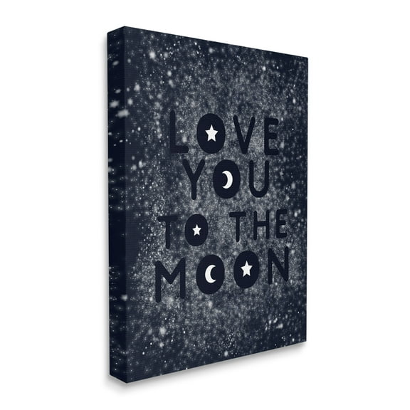 Stupell Industries Love You To Moon Starry Night Sky Typography Outer Space Painting Gallery Wrapped Canvas Print Wall Art, 16 x 20