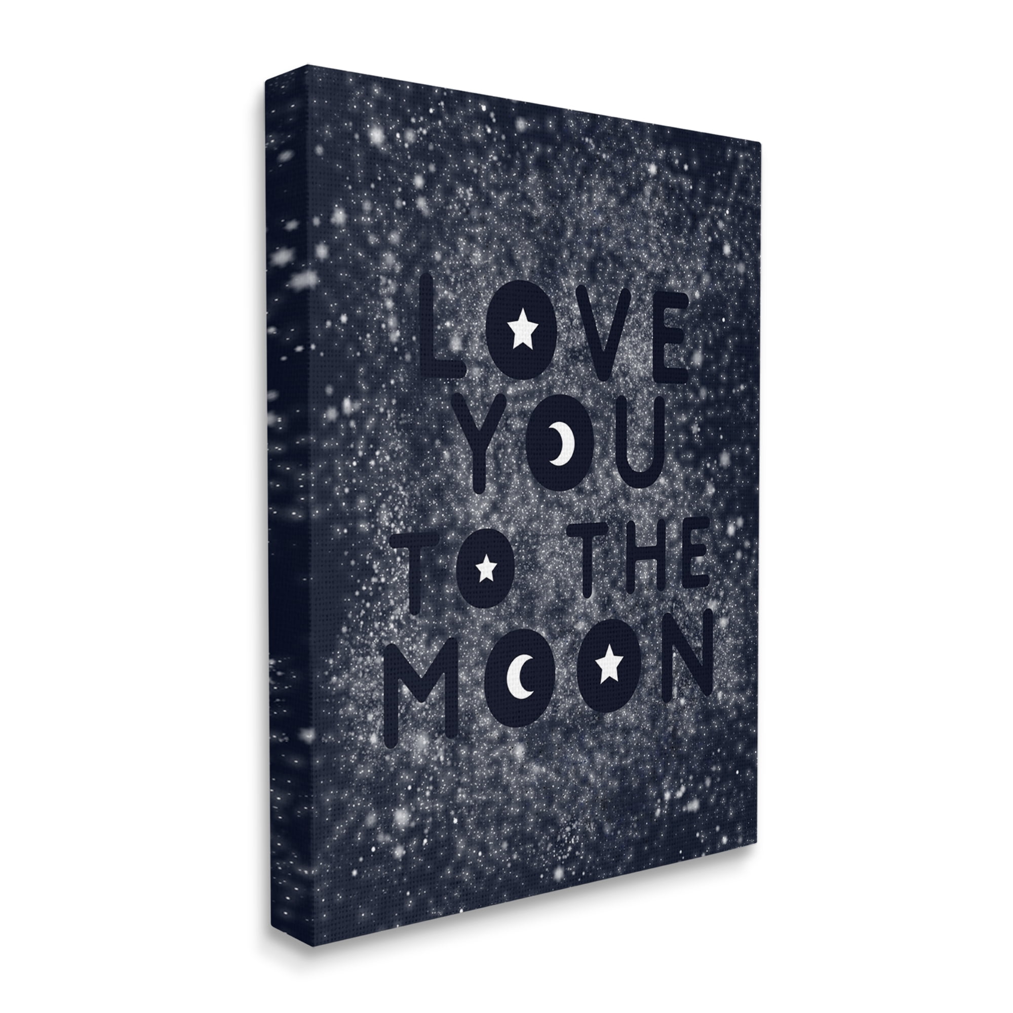 Stupell Industries Love You To Moon Starry Night Sky Typography Outer Space Painting Gallery Wrapped Canvas Print Wall Art, 36 x 48