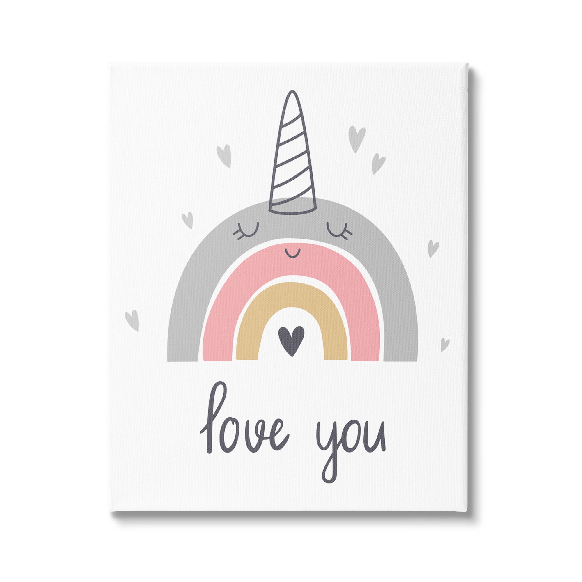 Stupell Industries Love You Unicorn Rainbow Fairy Tales & Fantasy Painting Gallery Wrapped Canvas Print Wall Art, 24 x 30