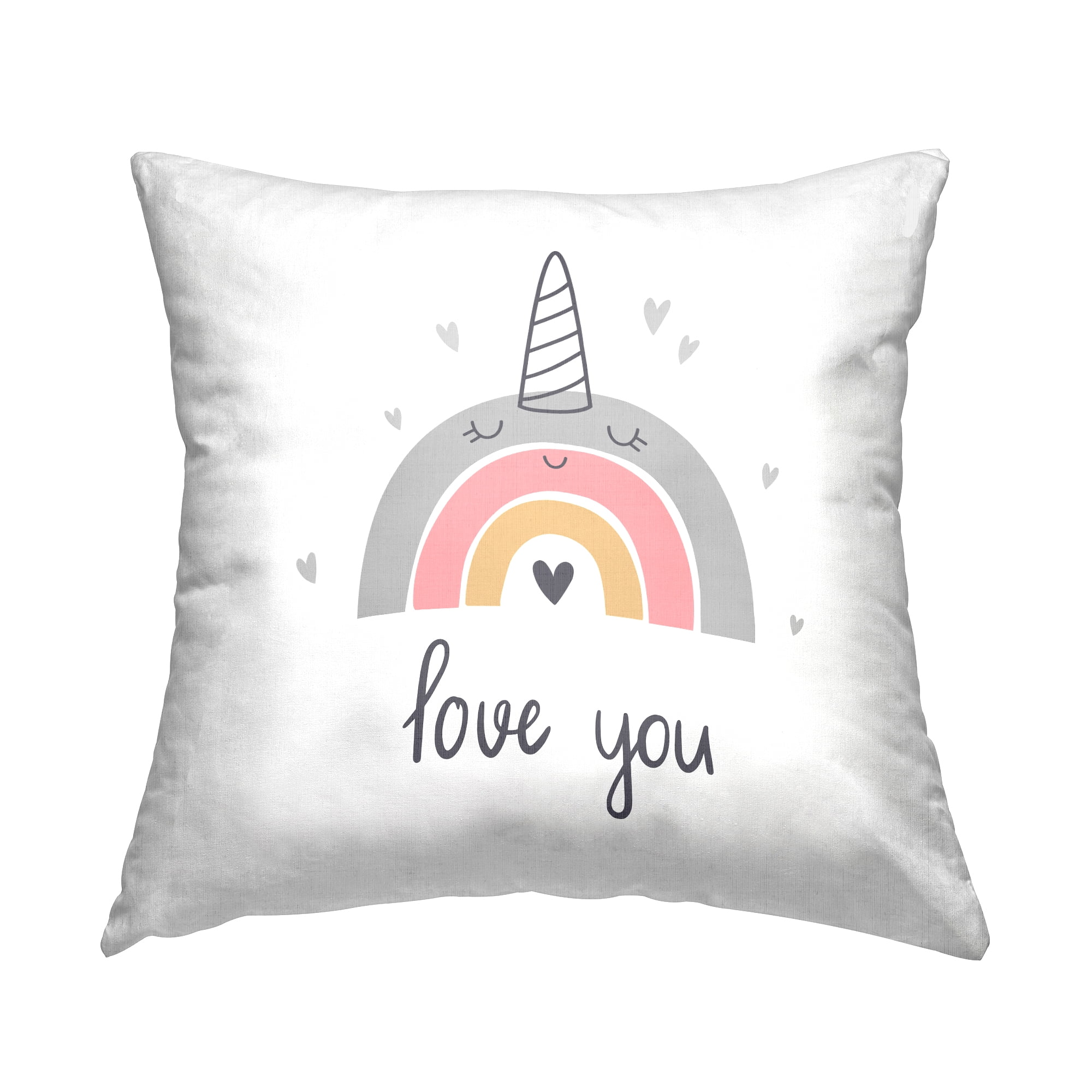 Stupell Industries Love You Unicorn Rainbow Square Decorative Printed Throw Pillow, 18 x 18