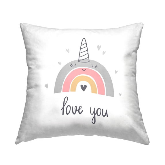Stupell Industries Love You Unicorn Rainbow Square Decorative Printed Throw Pillow, 18 x 18