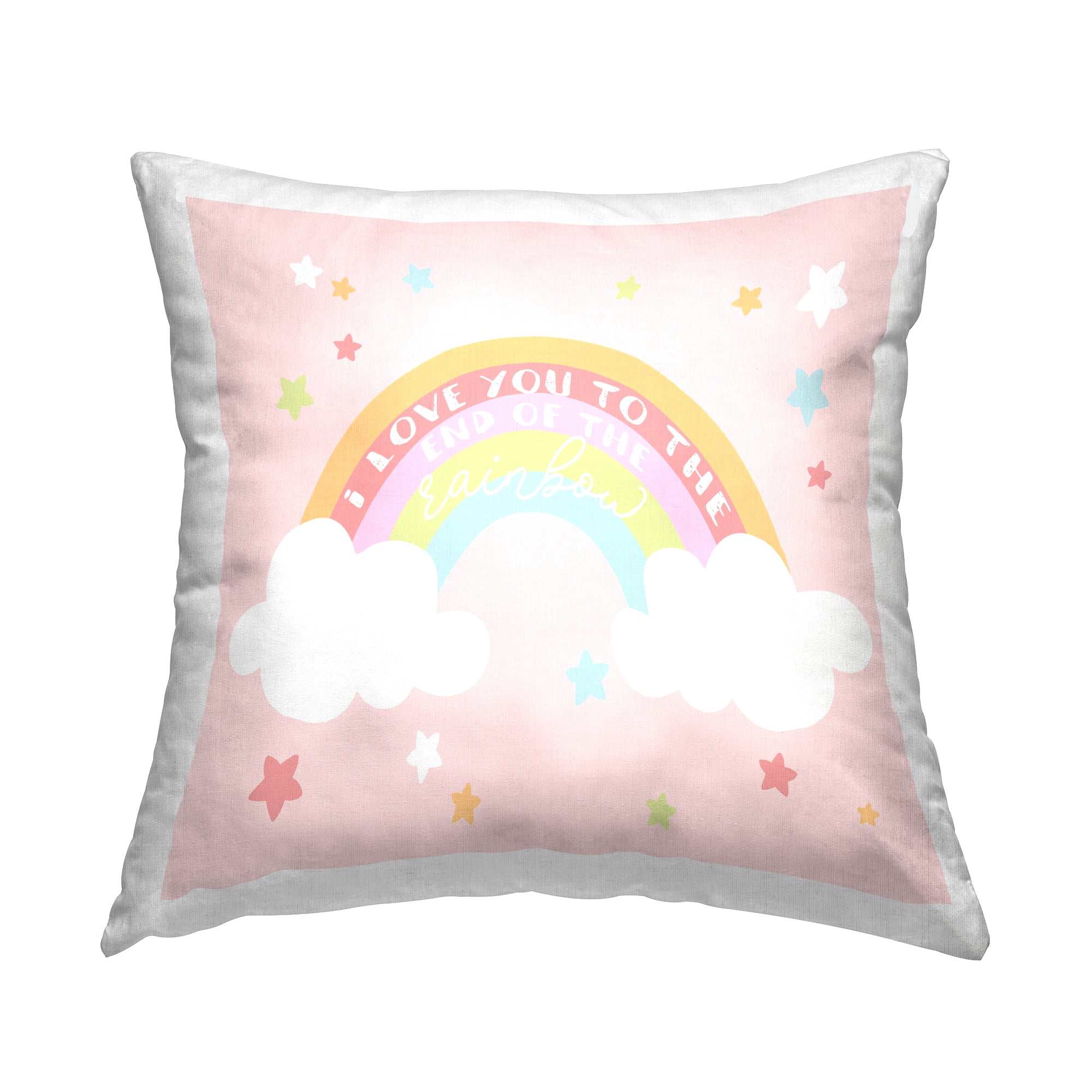 Stupell Industries Love You Whimsical Rainbow Stars Kids Quote Design by Daphne Polselli Throw Pillow