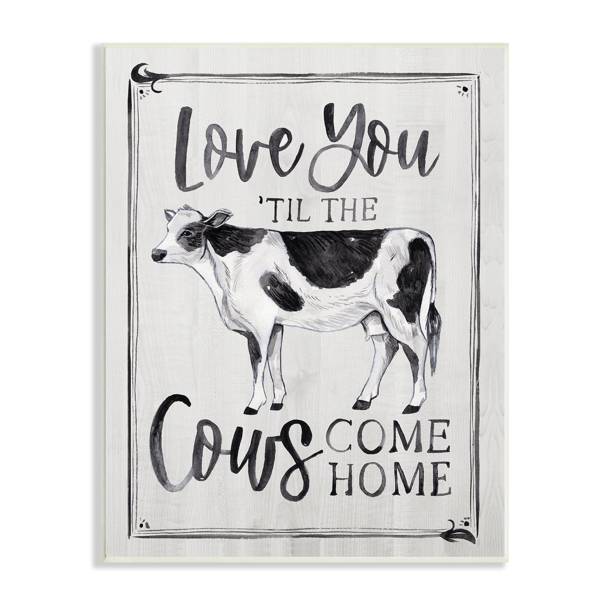 Stupell Industries Love You 'til Cows Come Home Phrase Vintage, 13 x 19,Design by Arrolynn Weiderhold