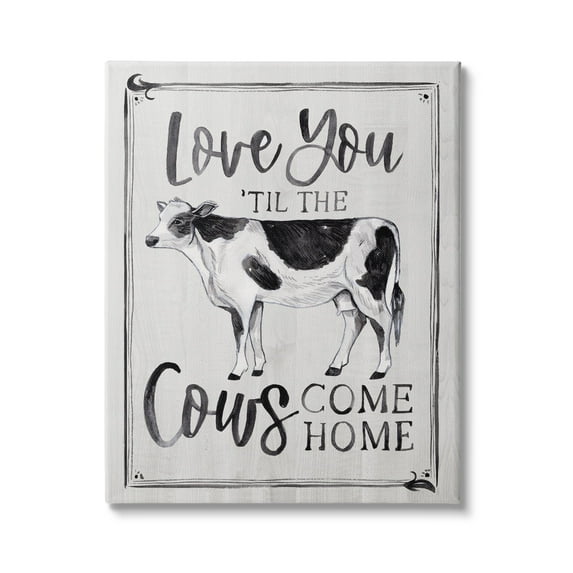 Stupell Industries Love You 'til Cows Come Home Phrase Vintage, 16 x 20,Design by Arrolynn Weiderhold