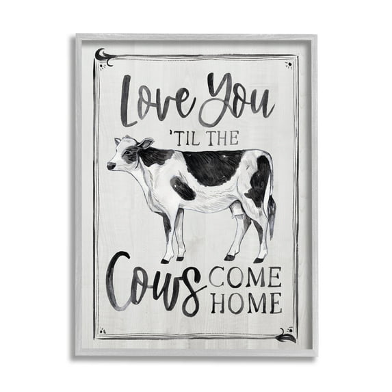Stupell Industries Love You 'til Cows Come Home Phrase Vintage, 16 x 20,Design by Arrolynn Weiderhold
