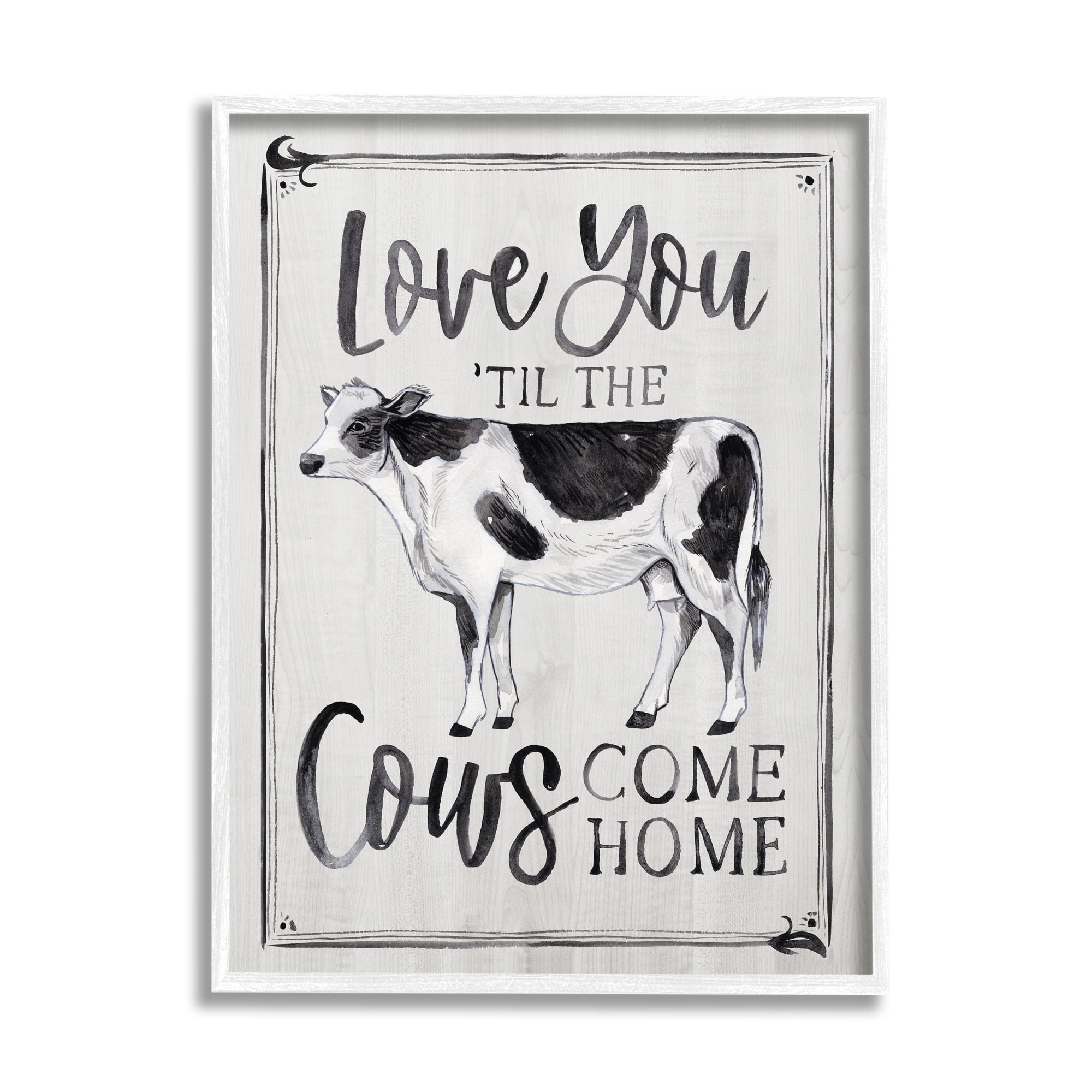 Stupell Industries Love You 'til Cows Come Home Phrase Vintage, 16 x 20,Design by Arrolynn Weiderhold