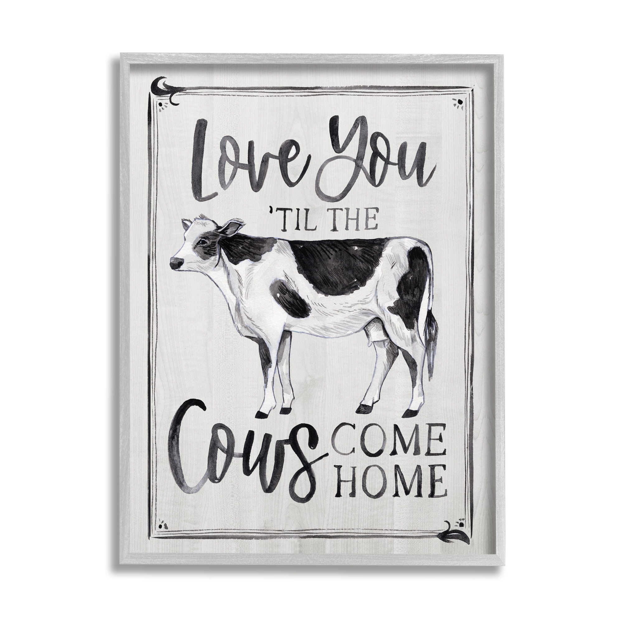 Stupell Industries Love You 'til Cows Come Home Phrase Vintage, 24 x 30,Design by Arrolynn Weiderhold
