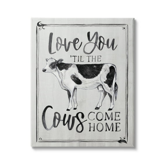 Stupell Industries Love You 'til Cows Come Home Phrase Vintage, 36 x 48,Design by Arrolynn Weiderhold