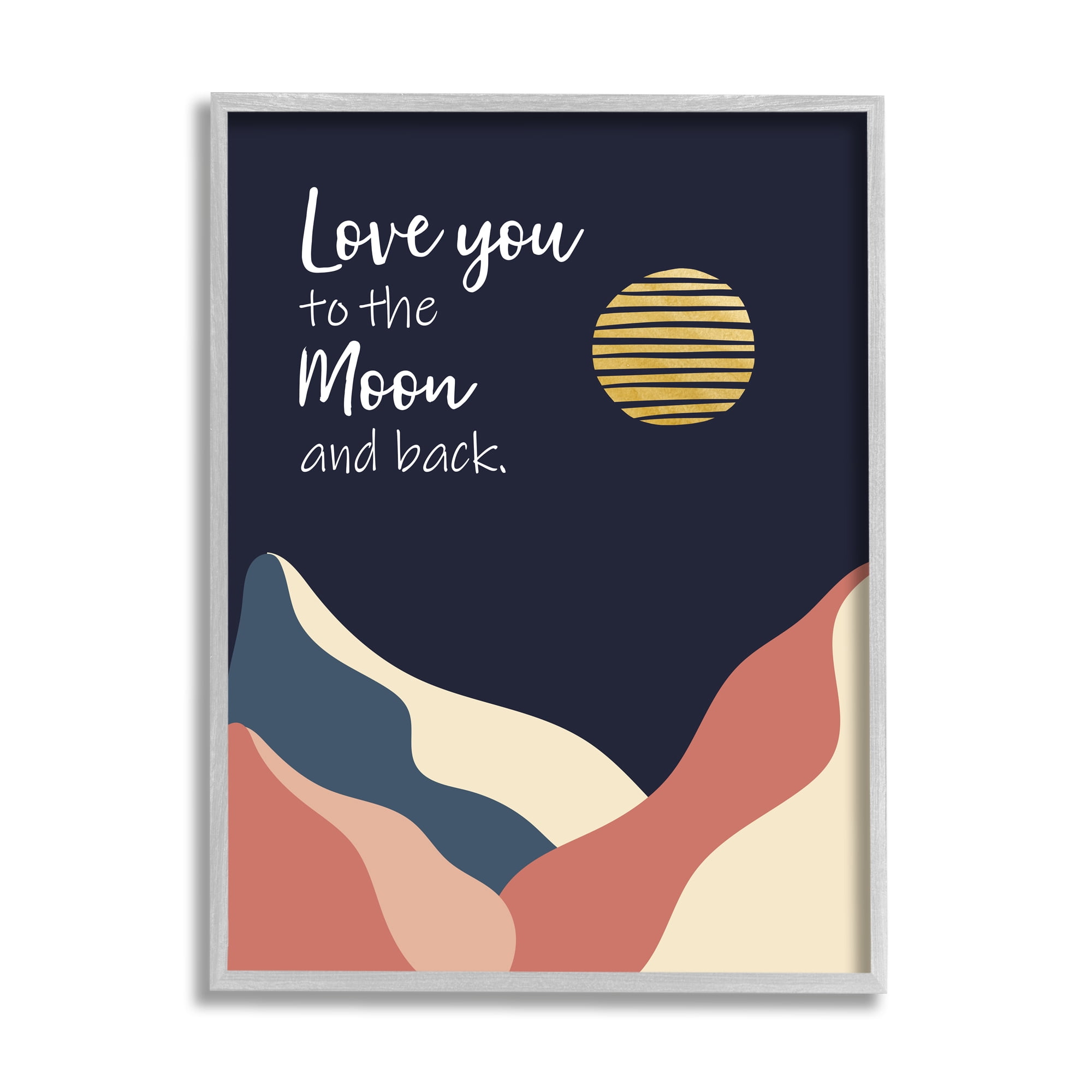 Stupell Industries Love You to Moon Phrase Night Sky Mountains, 16 x 20, Designed by Linda Birtel