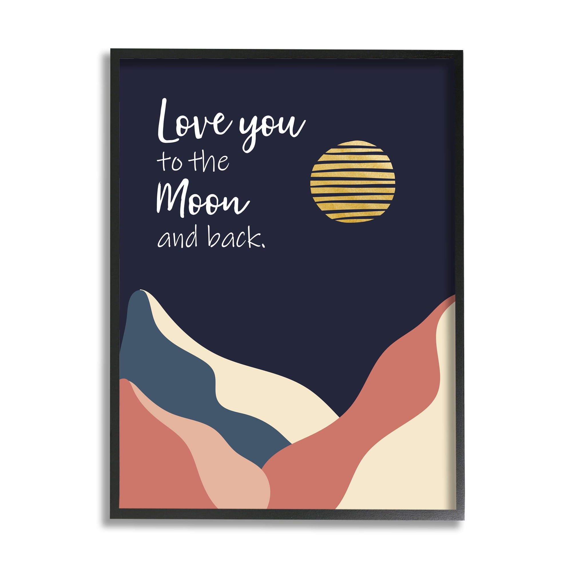 Stupell Industries Love You to Moon Phrase Night Sky Mountains, 16 x 20, Designed by Linda Birtel